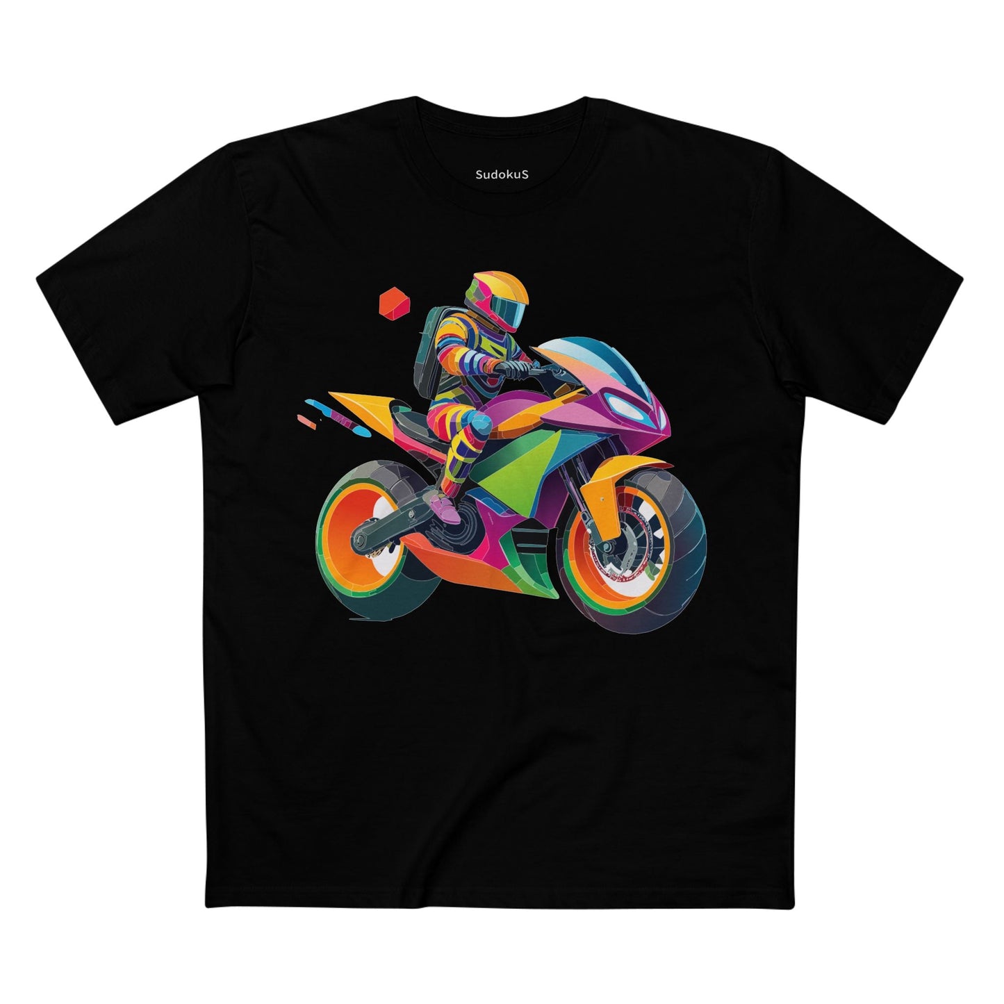 Moto Bike Graphic Unisex 100 Cotton Staple Tee 4