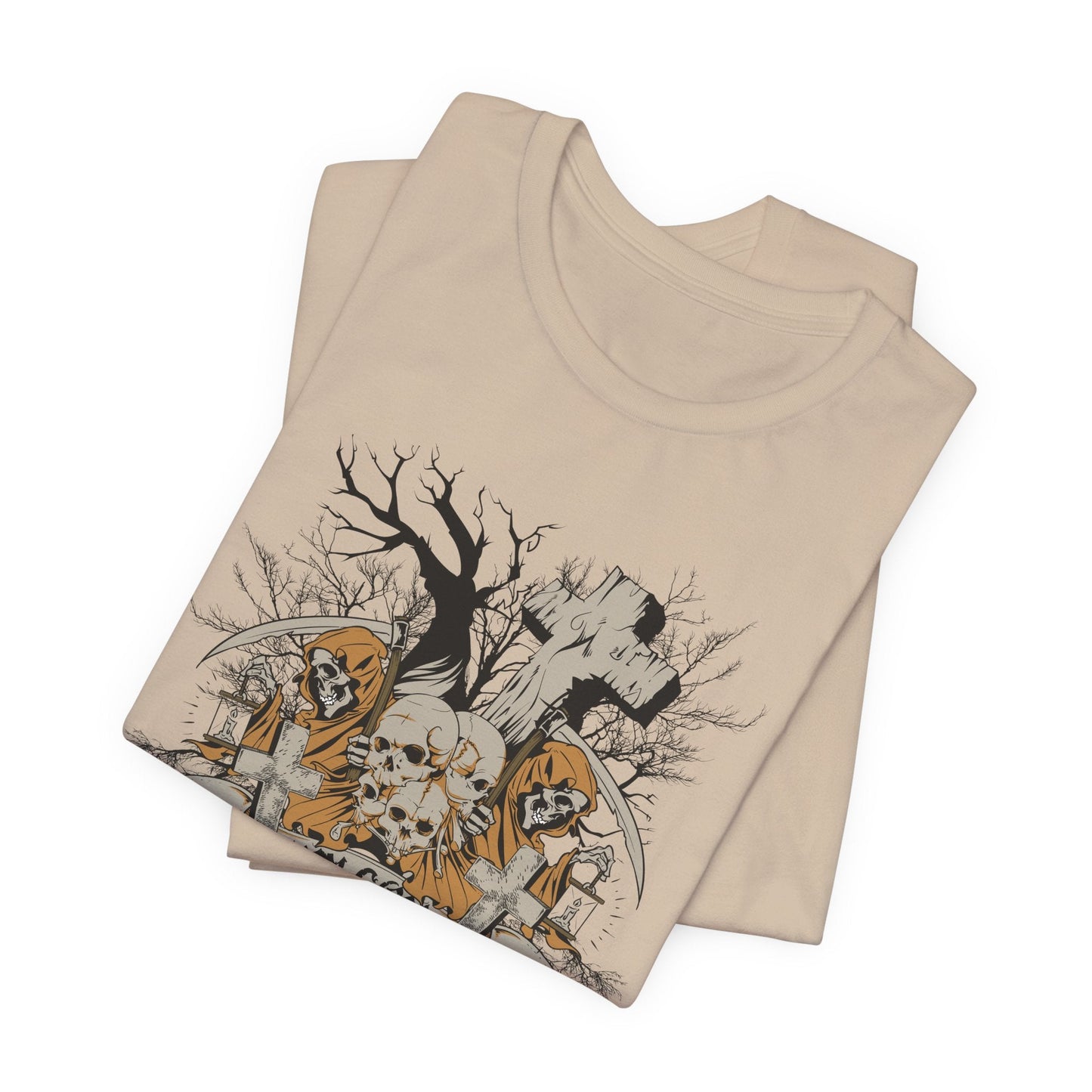 Skull Halloween Graphic Design Unisex Cotton T-Shirt Art-50