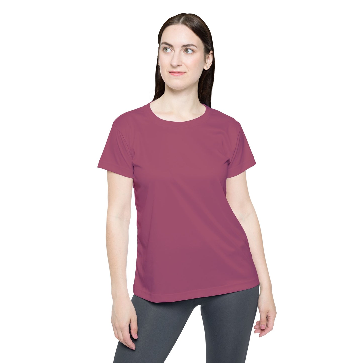 Rosewood Women's Sports Jersey Short Sleeves 100% Poly Solid Rose Mauve Color Print Athletic Tee