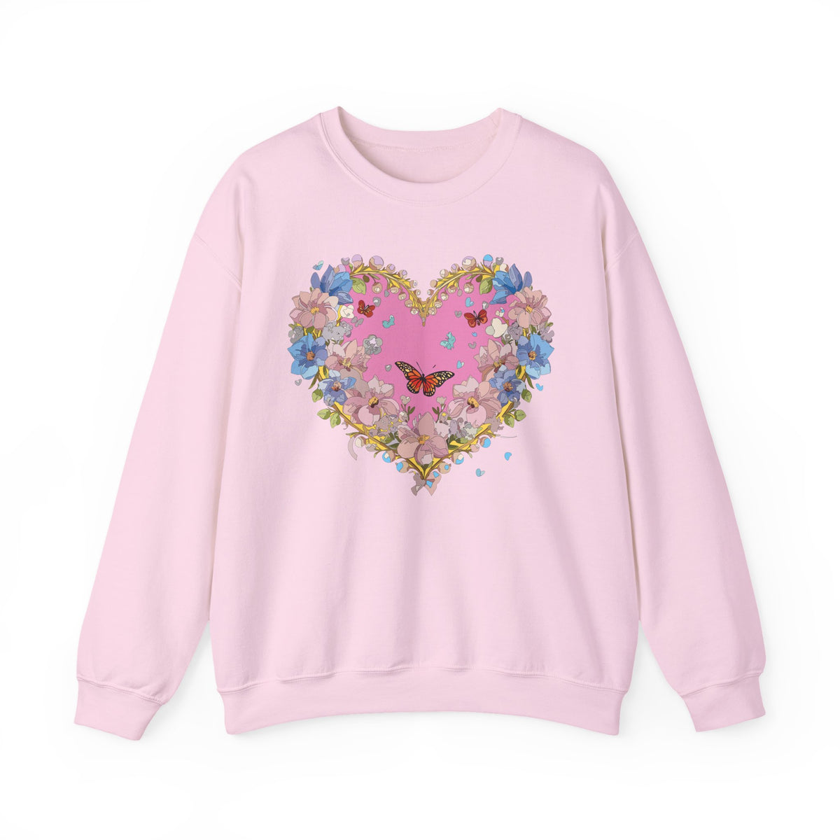 Floral Heart Love Graphic Valentine's Day Sweatshirt Unisex 50/50 Cotton-Poly Sweatshirt w39