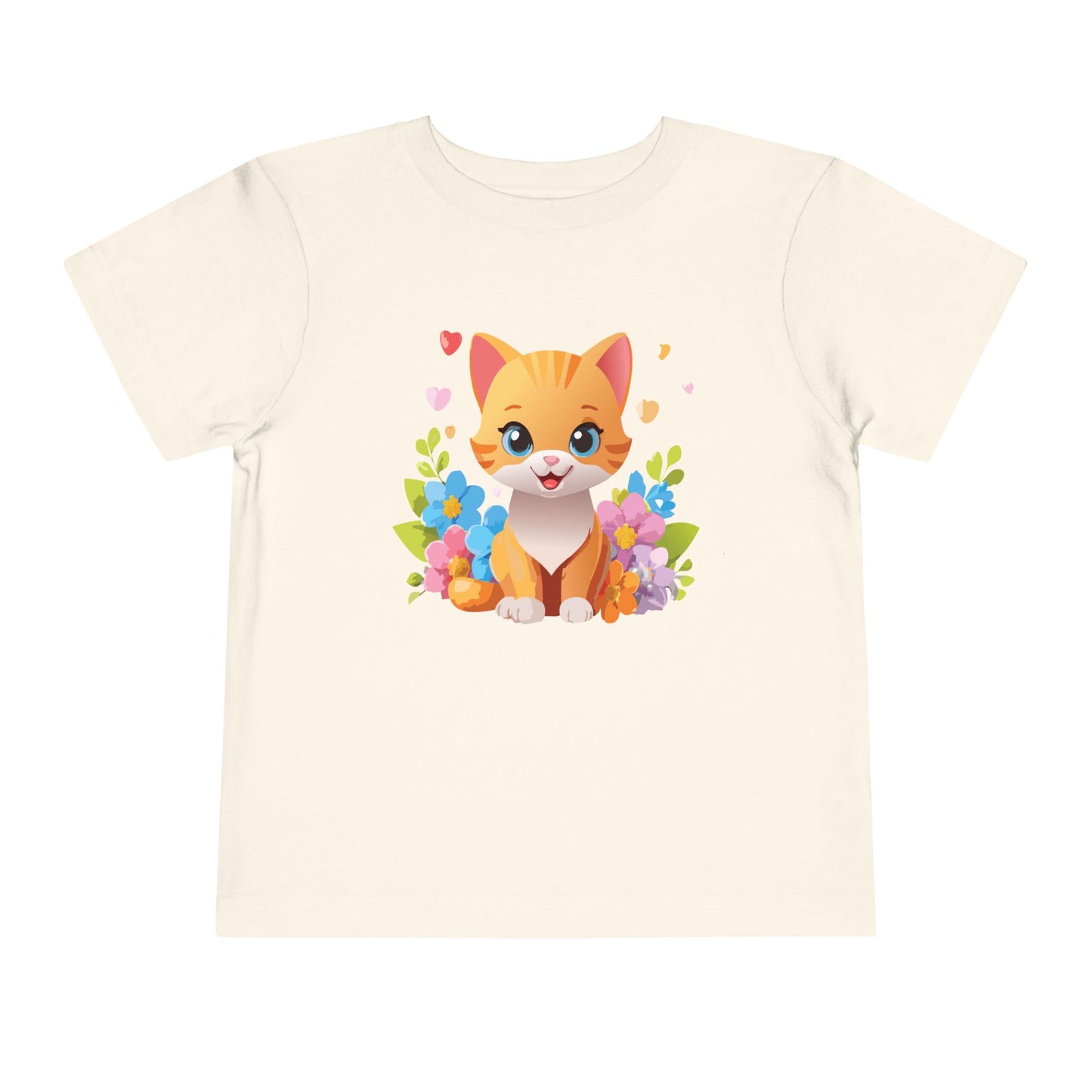 Bonita camiseta de manga corta para niños pequeños con gato: adorable camiseta con gráfico de gatito para niños (2 a 5 años)