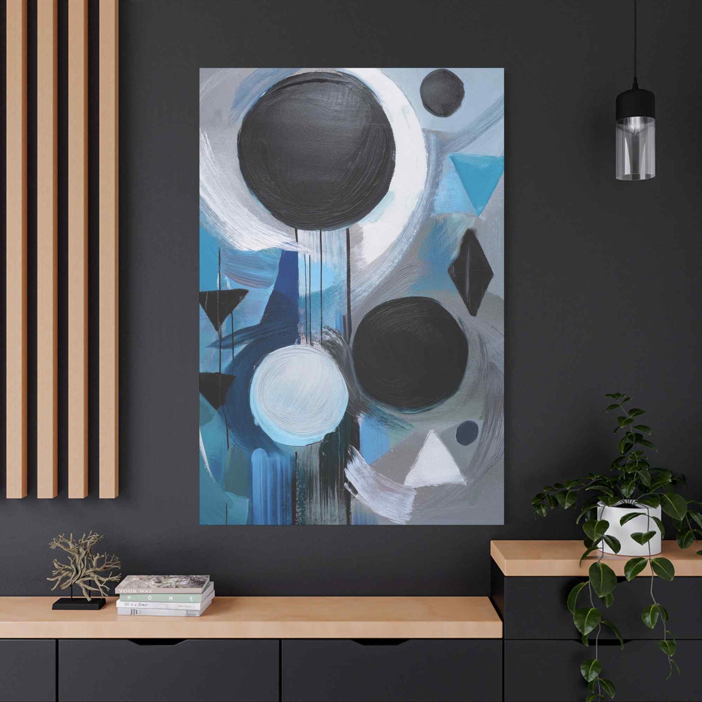 Blue Abstract Painting Print Canvas 20x24,20x30,24x30, 24x32,24x36,30x40, 32x48,36x48,40x60 Pine-Wood Inner Frame ABS-30