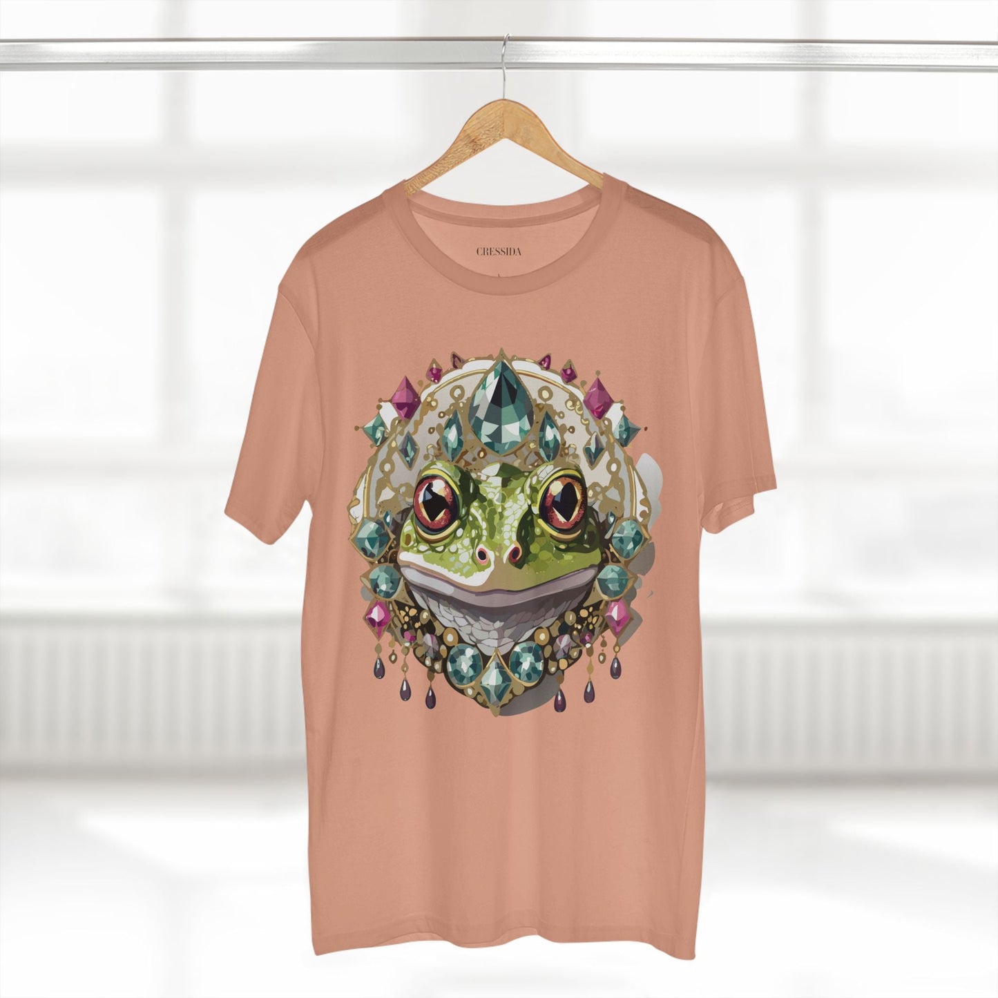 Frog Graphic Unisex 100 Cotton Tee With Unique Animal Golden Medallion Art Design 25