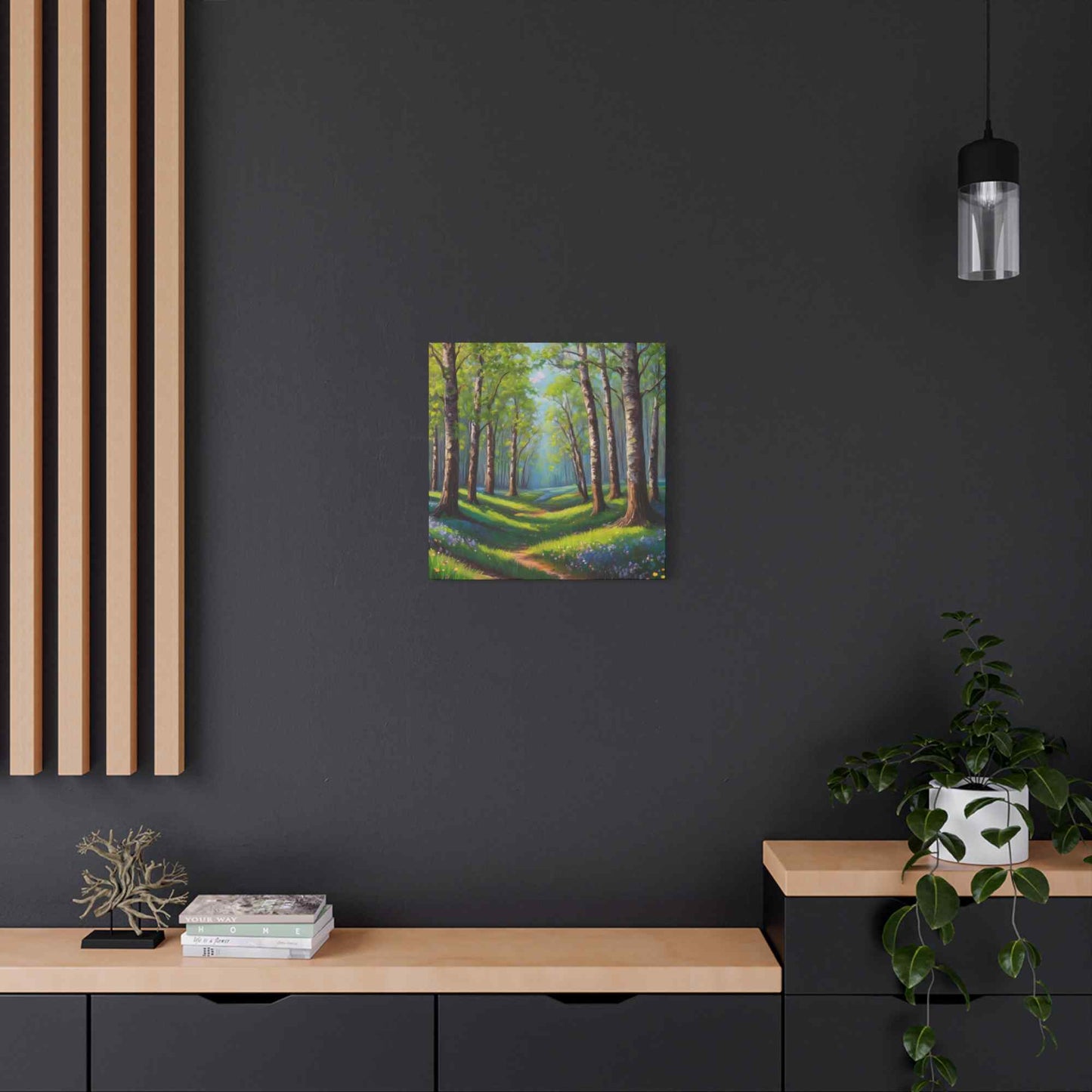Spring Forest Print Canvas, Oil Paint Print 20x20, 24x24, 30x30, 32x32, 36x36 Art Design Print Pine-Wood Inner Frame MC-94