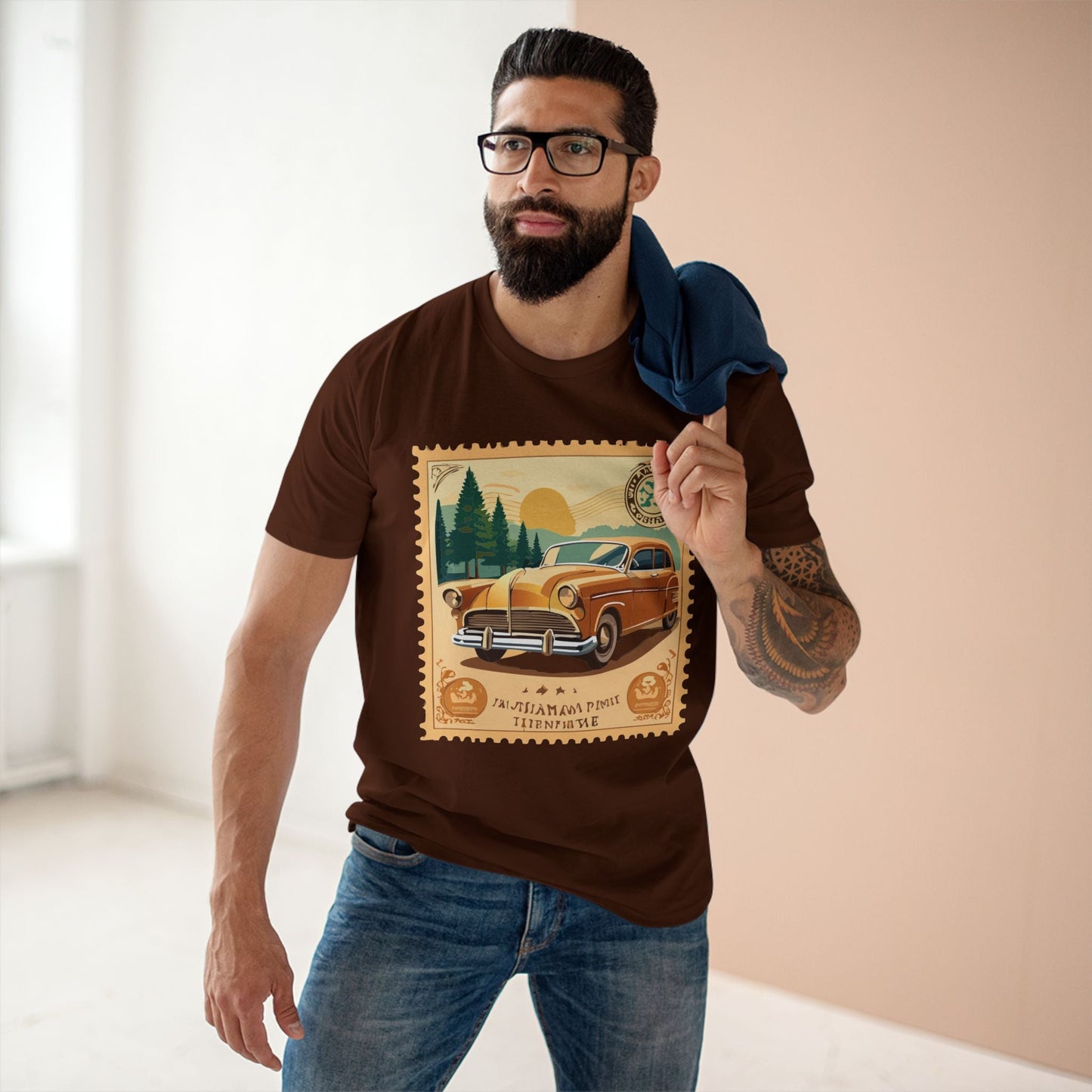 Retro2Nova Postage Stamp Shirt Unisex Premium Cotton Tee With Original Art Design