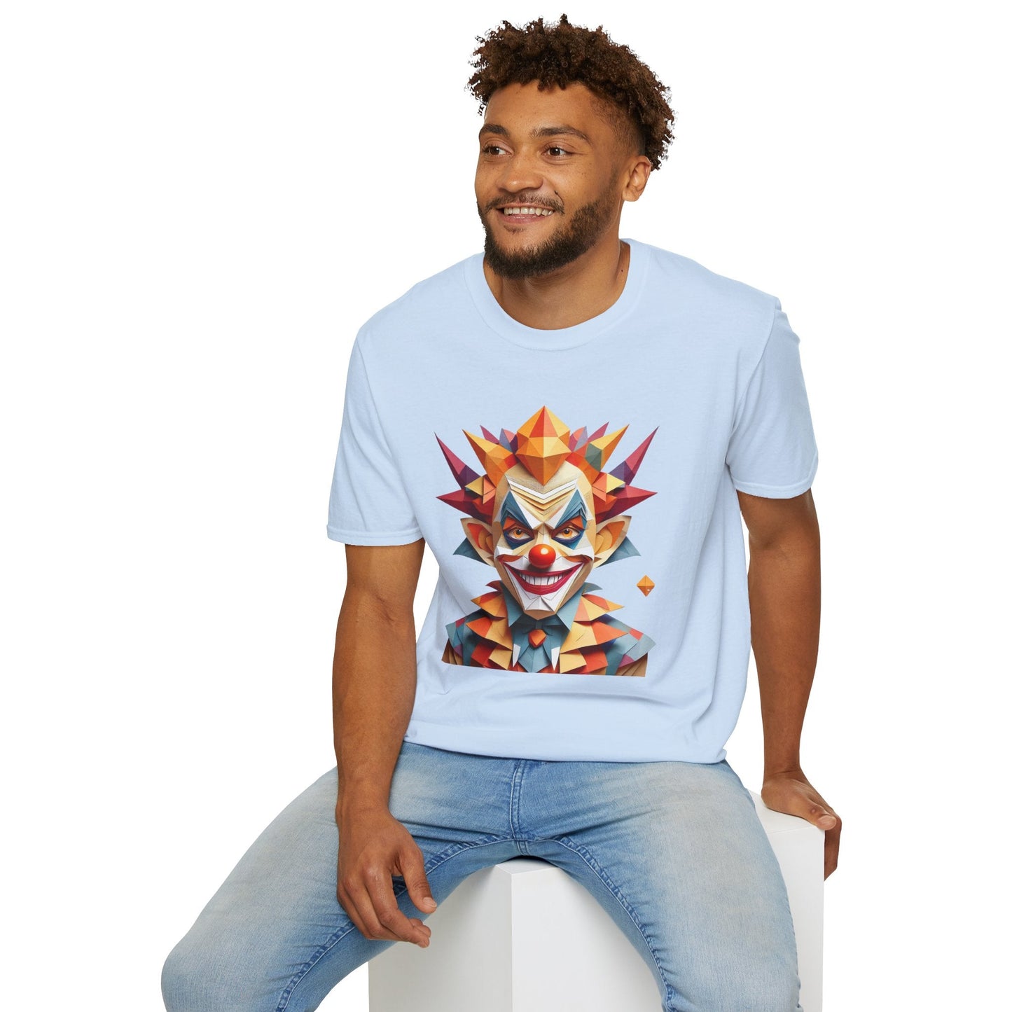Unisex Clown Shirt With Funny Man Scary Man Circus Theme Tee Gildan Softstyle 64000