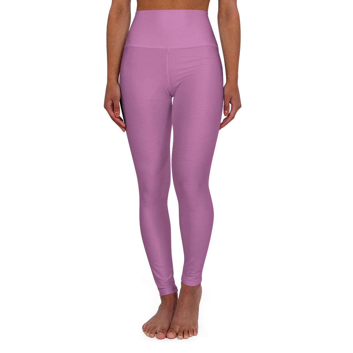Dolly Pink Color High-Waisted Yoga Leggings, Mauve Seamless Poly-Span Activewear 1