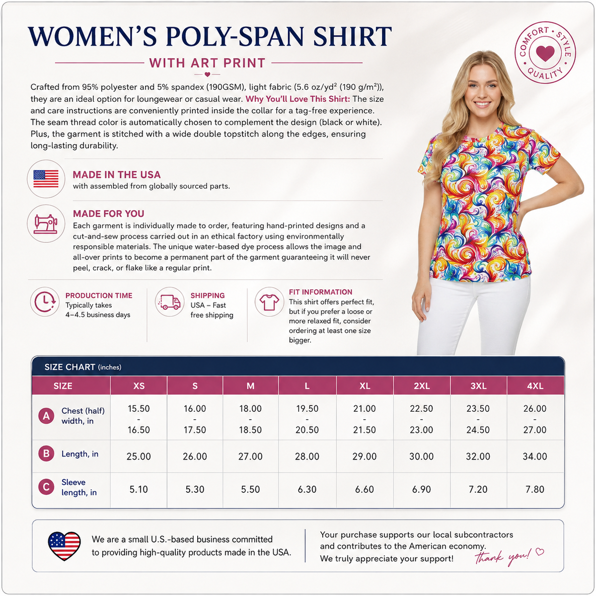 Abstract Print Women Poly Span T-Shirt 026