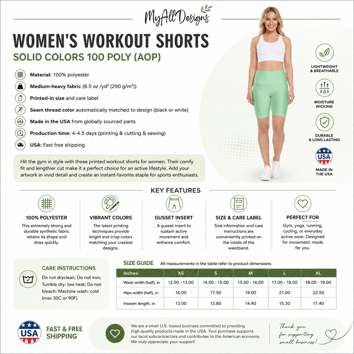 Jungle Green Workout Shorts Yoga Biker Shorts