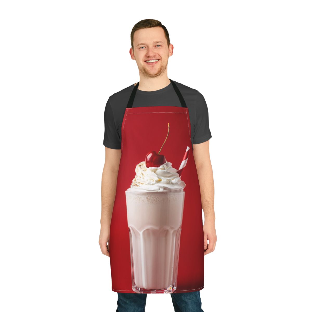 Cherry Milkshake Apron Stain-Resistant - Art Print Canvas Apron