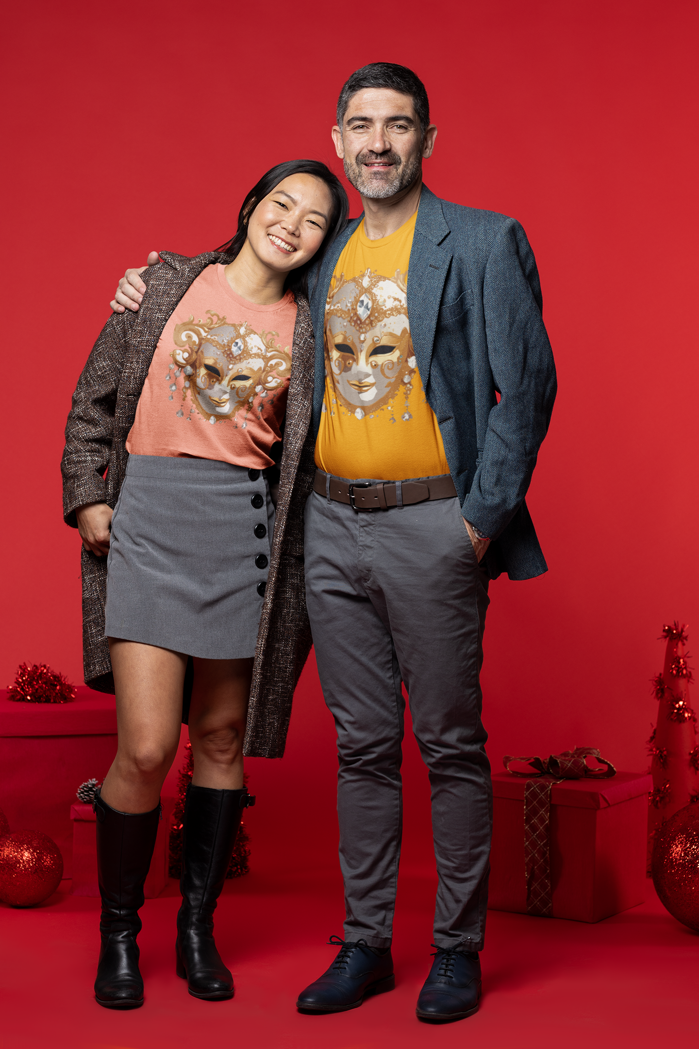 Carnival Mask Graphic T-Shirt Unisex 100 Cotton With Antique Gold Art Design Tee 24