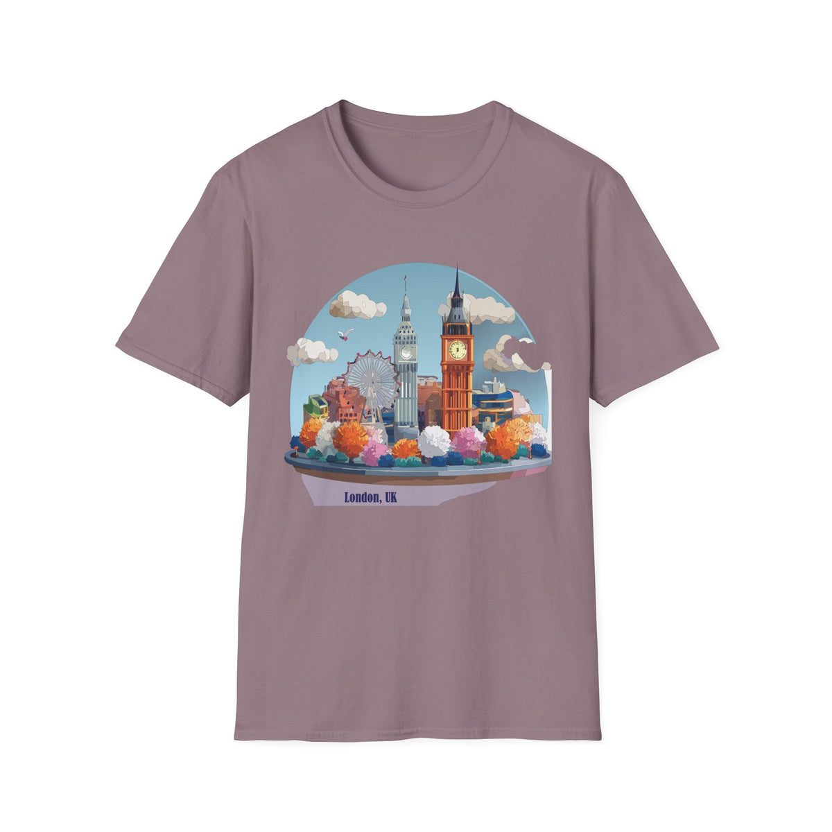 London Skyline illustration T-Shirt | Big Ben, London Eye, cityscape