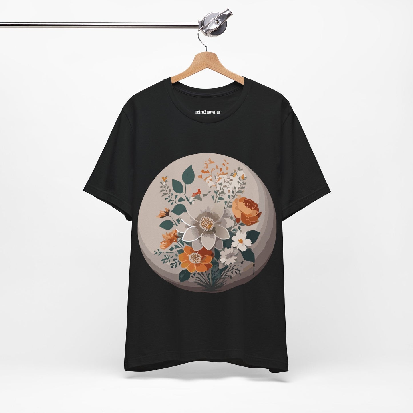 Retro2Nova Floral Shirt Unisex Short Sleeve Tee Lightweight Breathable Cotton Blend Jersey