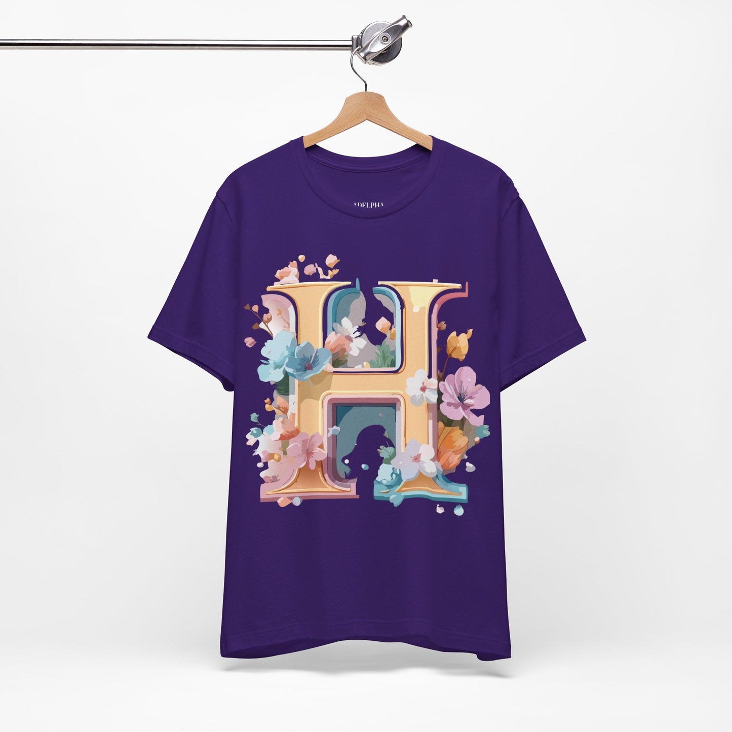 Letter H Graphic Tee Unisex Short Sleeve Shirt By Adelpha Featuring Vintage Inspired Artwork