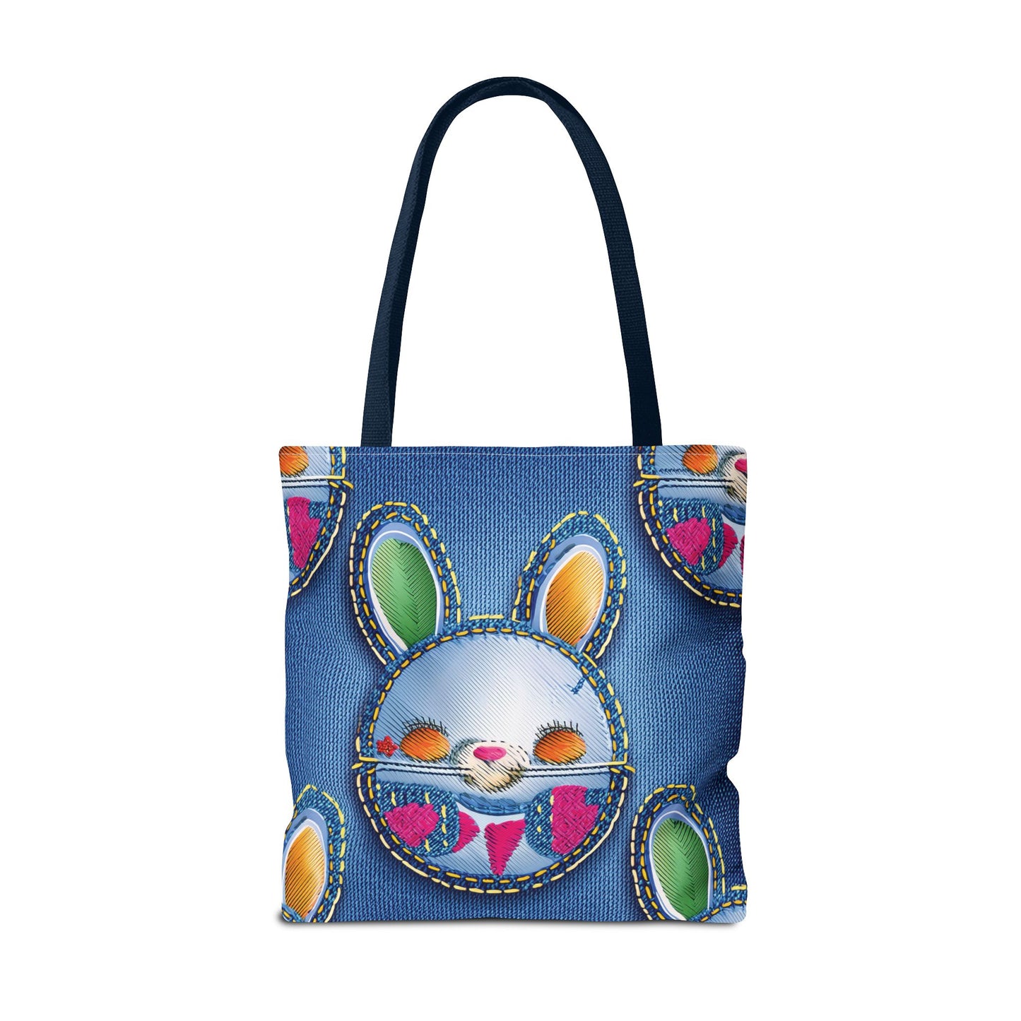 Denim Fabric Imitation Print Unisex Canvas Bag Poly Spun 3 Sizes Tote Bag 192-3