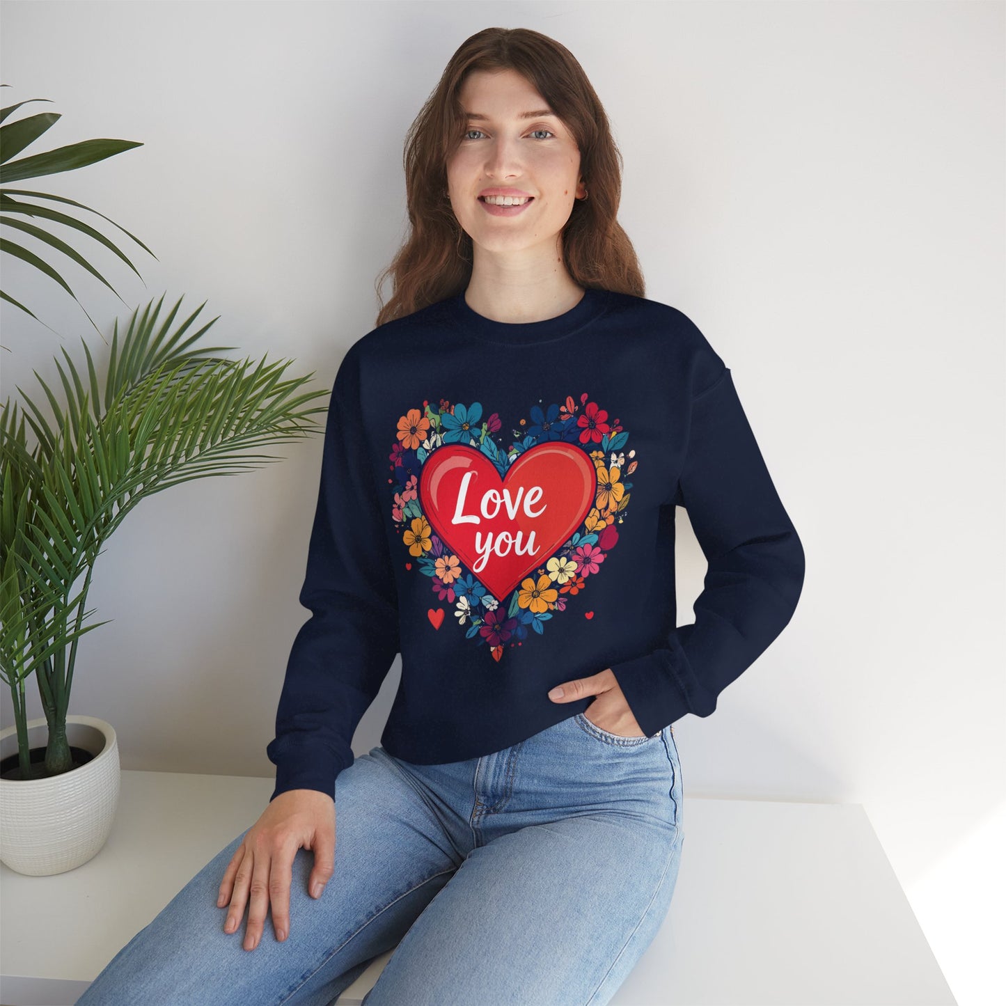 Big Heart Sweatshirt, Floral Heart Sweatshirt, Floral Love Sweatshirt, Valentine's Day Sweatshirt, Heart Floral Sweatshirt 107
