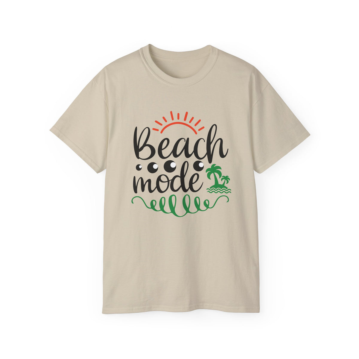 Beach Mode Tee | Palm Tree Sun Wave Graphic