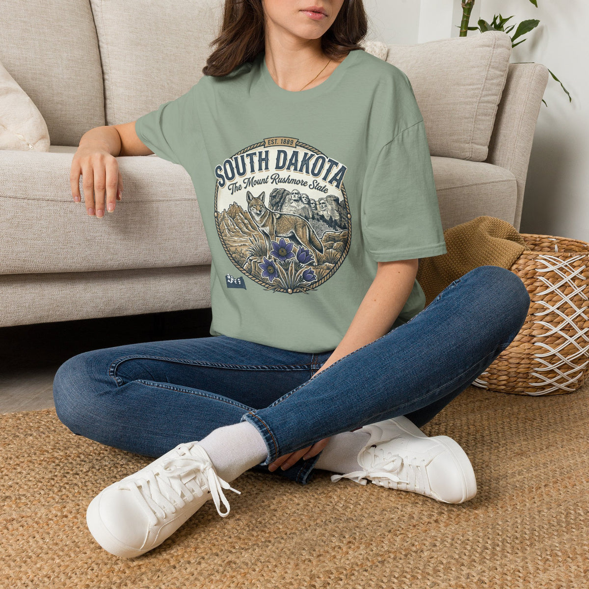 South Dakota Wildlife Tee – State Prairie Flowers Travel Tourist Graphic Tee Unisex 100 Cotton Gildan T-Shirt
