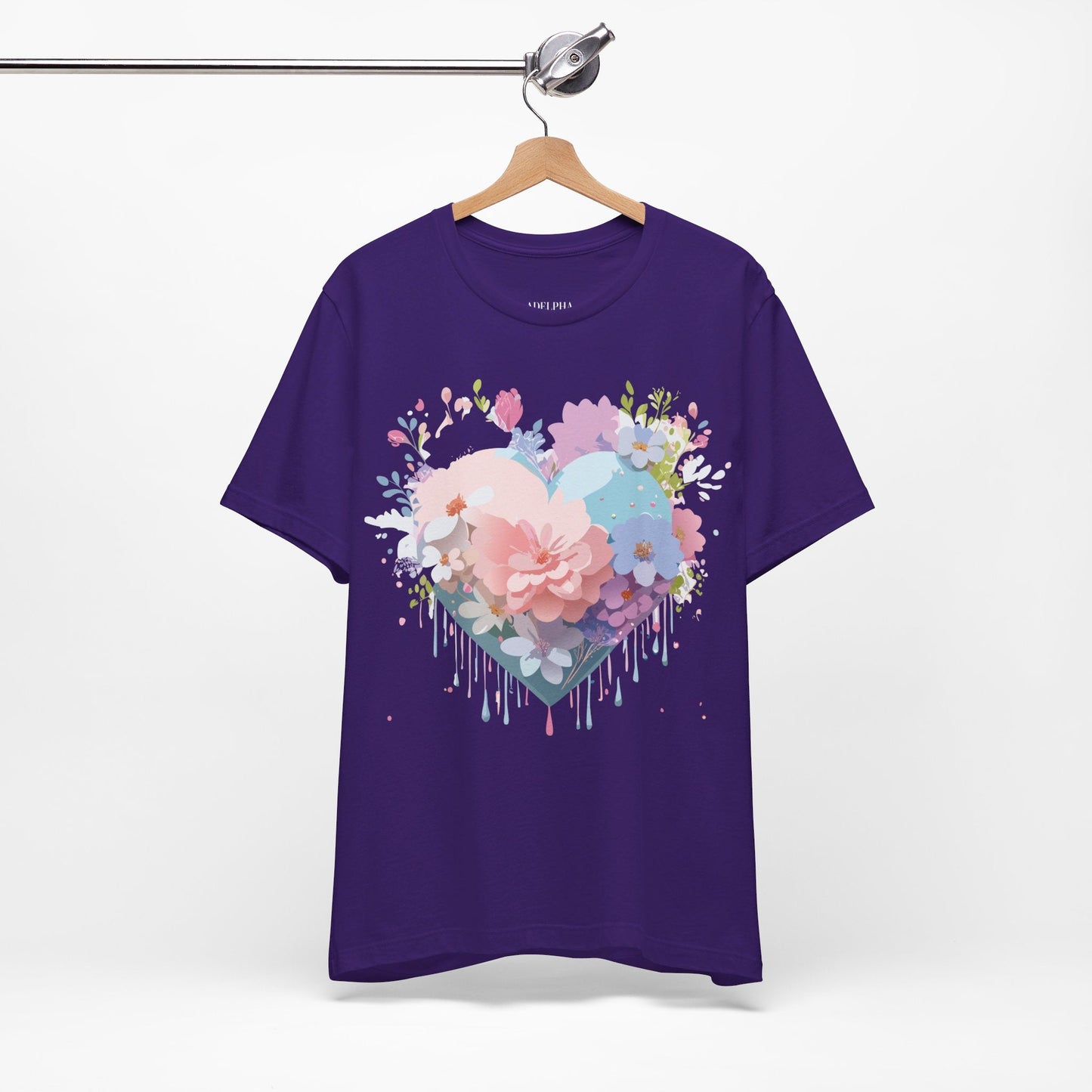 Valentine Day Graphic Unisex 100 Cotton Vintage Artwork with Love and Flower Design Tee 32