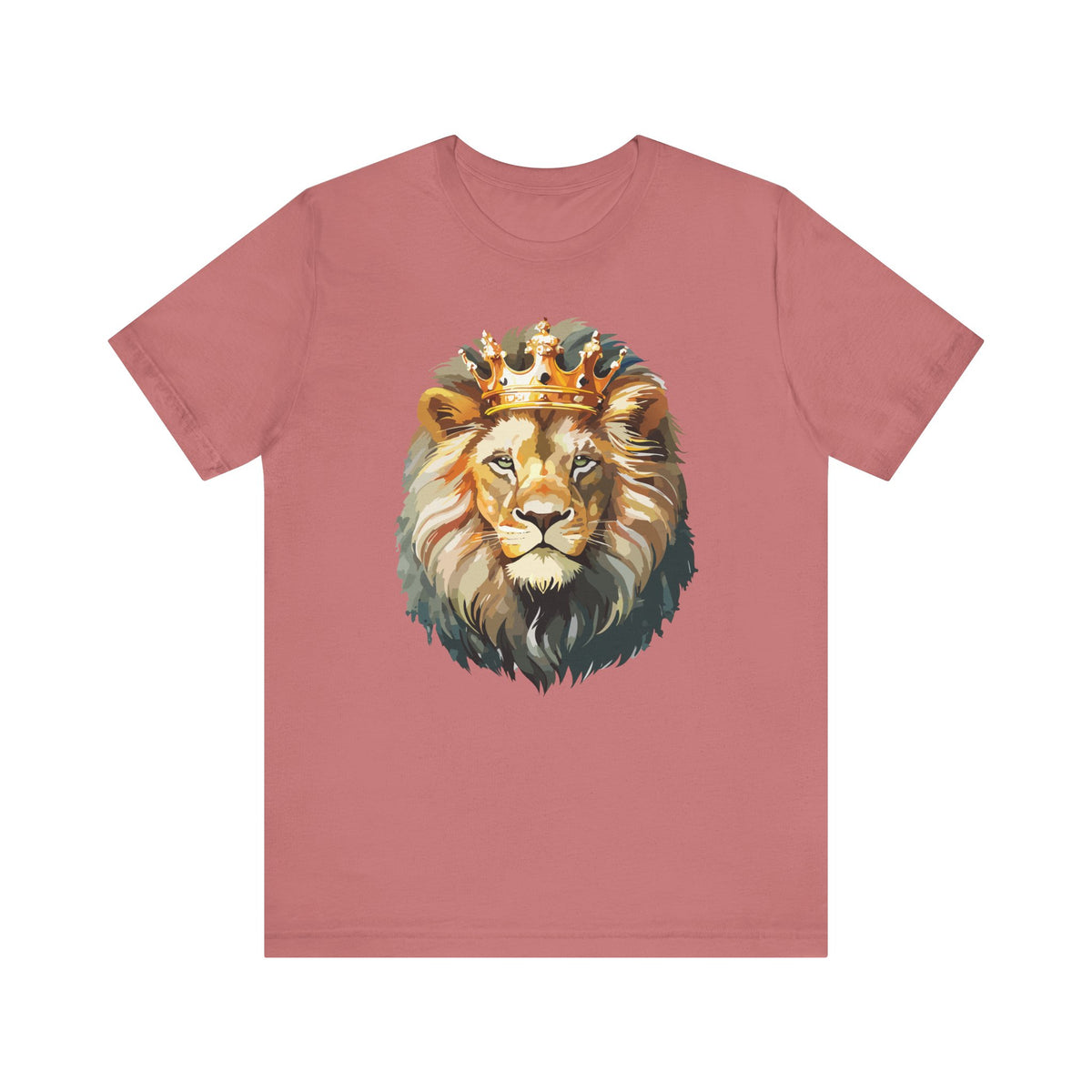 Lion with Crown Tee Unisex Cotton T-Shirt Regal King Lion Illustration, Wildlife Graphic Shirt - 1