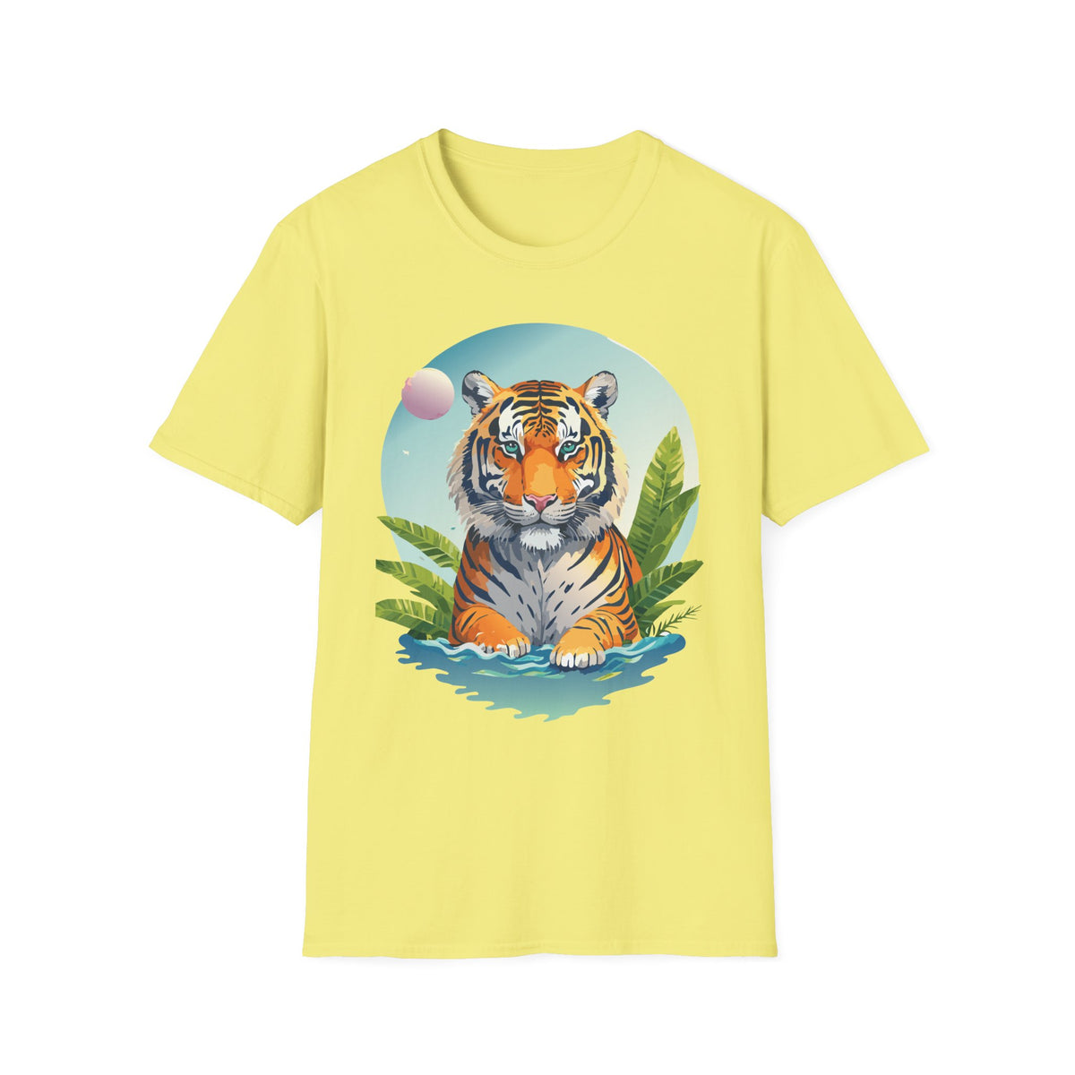 Retro Tiger Illustration T-Shirt | Vintage Sunset Jungle Art
