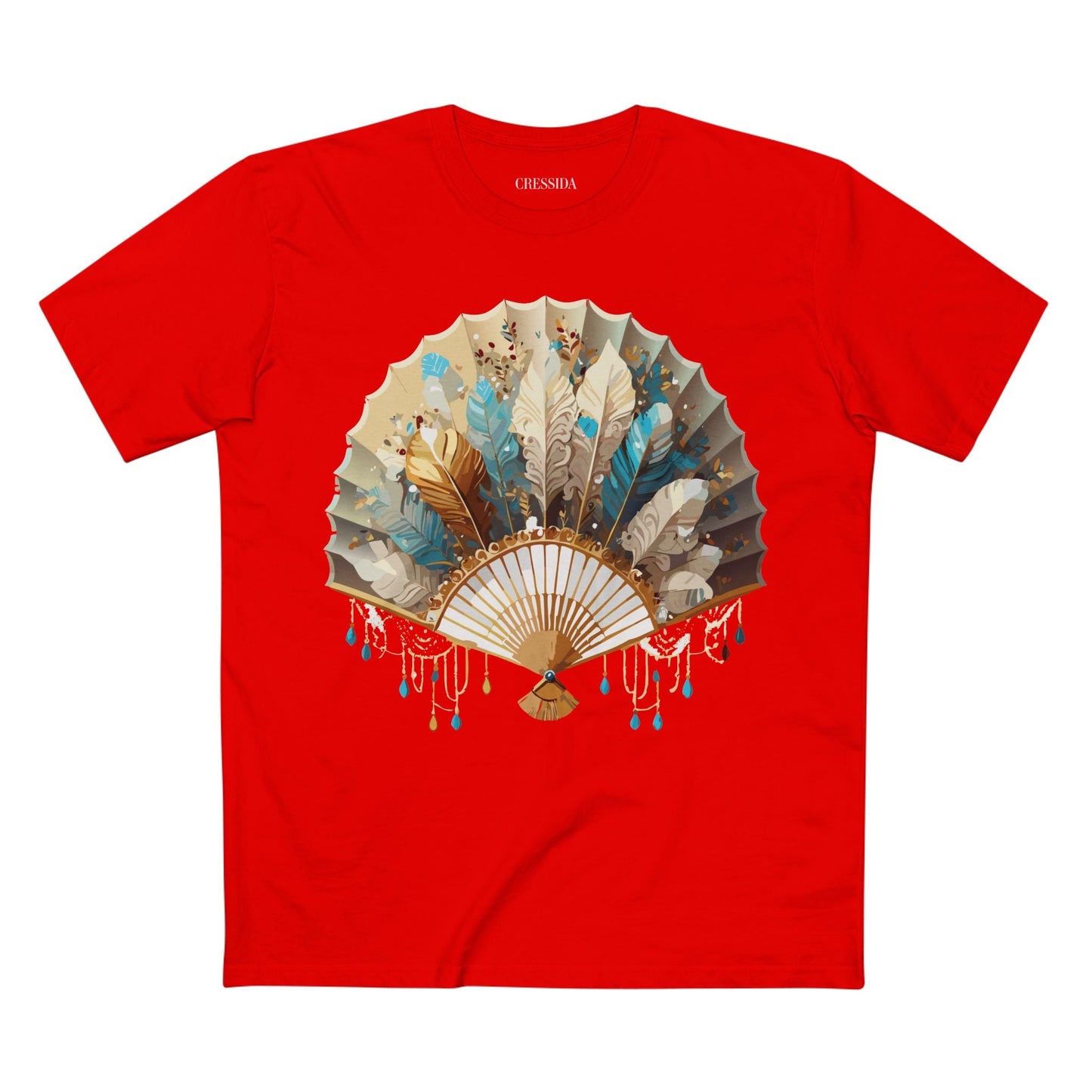 Antique Fan Graphic Design T-Shirt Unisex 100 Cotton Floral Carnival Artwork Tee 9