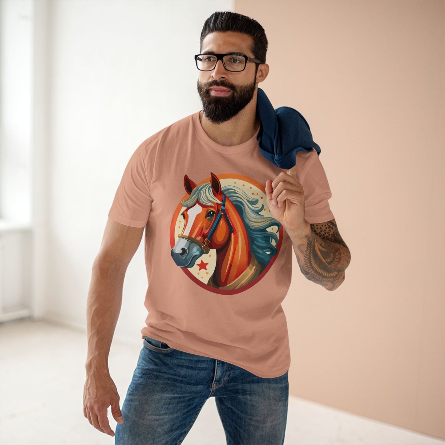 Horse And Animals Unisex Premium Cotton Art Tee Featuring Original Retro2Nova Design From Our Art Collection