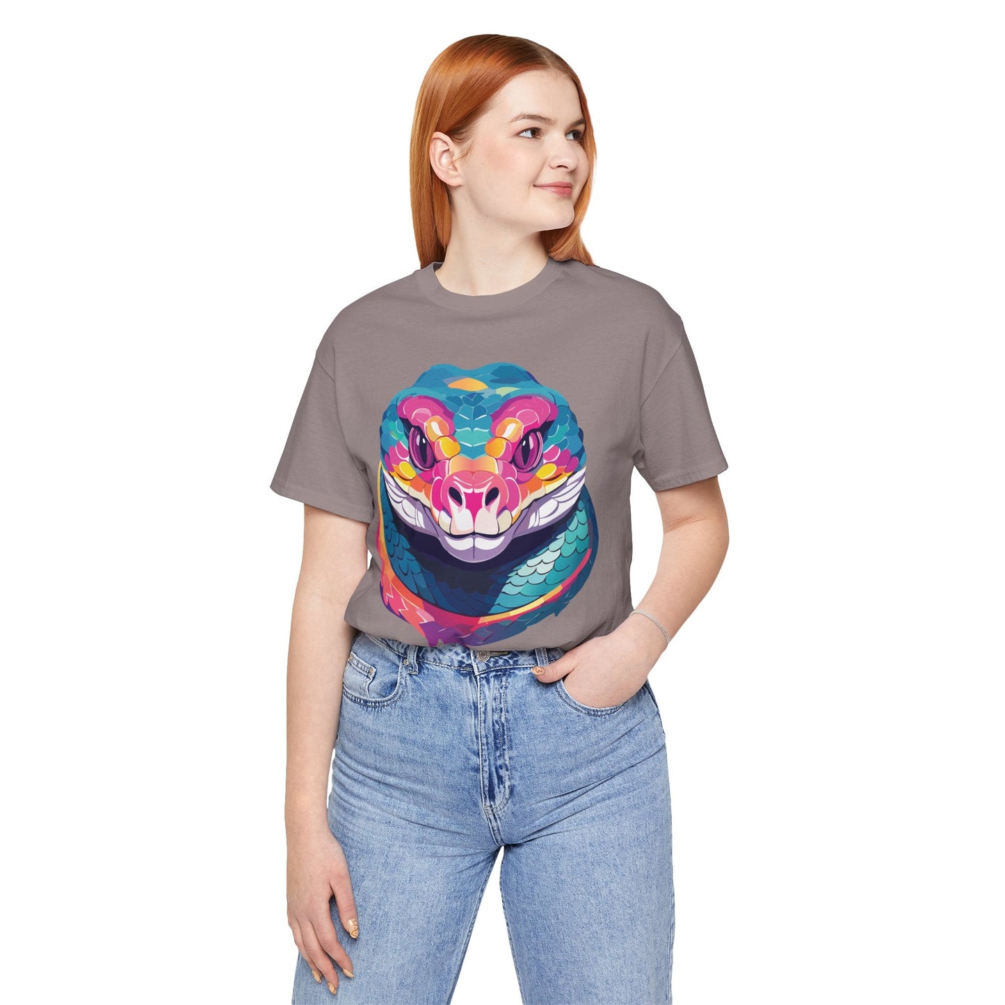 Unisex Animal Tee Shirt With Art Design, Wild Animals Short Sleeve Graphic Tee For Everyday Wear