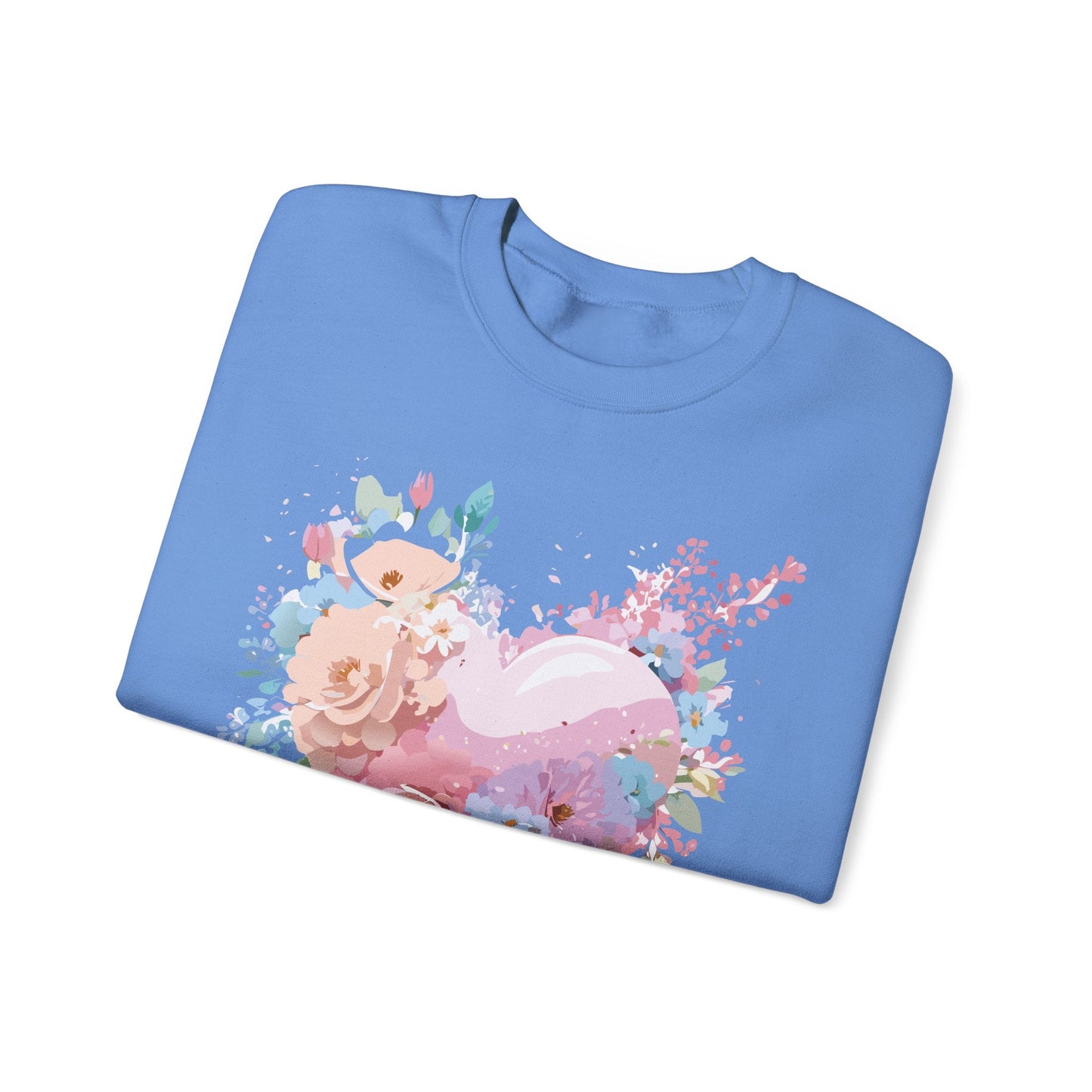 Floral Heart Sweatshirt Unisex Crewneck Valentines Day Floral Love Gildan 18000 Premium