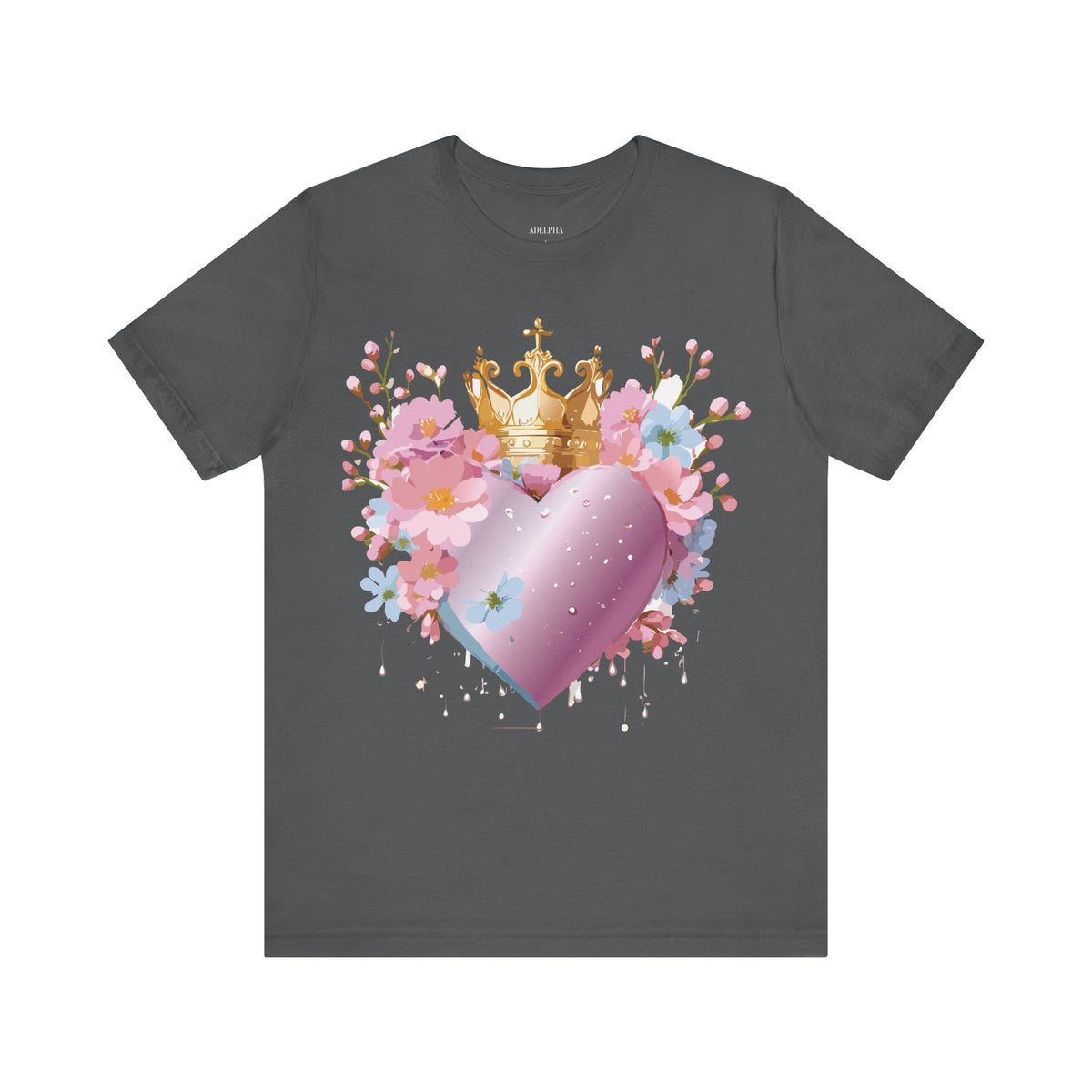 Valentine's Day Graphic Unisex Cotton Bella+Canvas Tee with Floral Art Design d115
