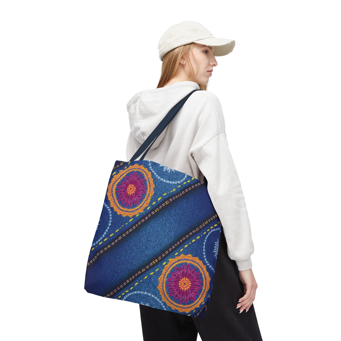 Diwali Graphic Denim Fabric Imitation Print Unisex Canvas Bag Poly Spun 3 Sizes Tote Bag 205-14