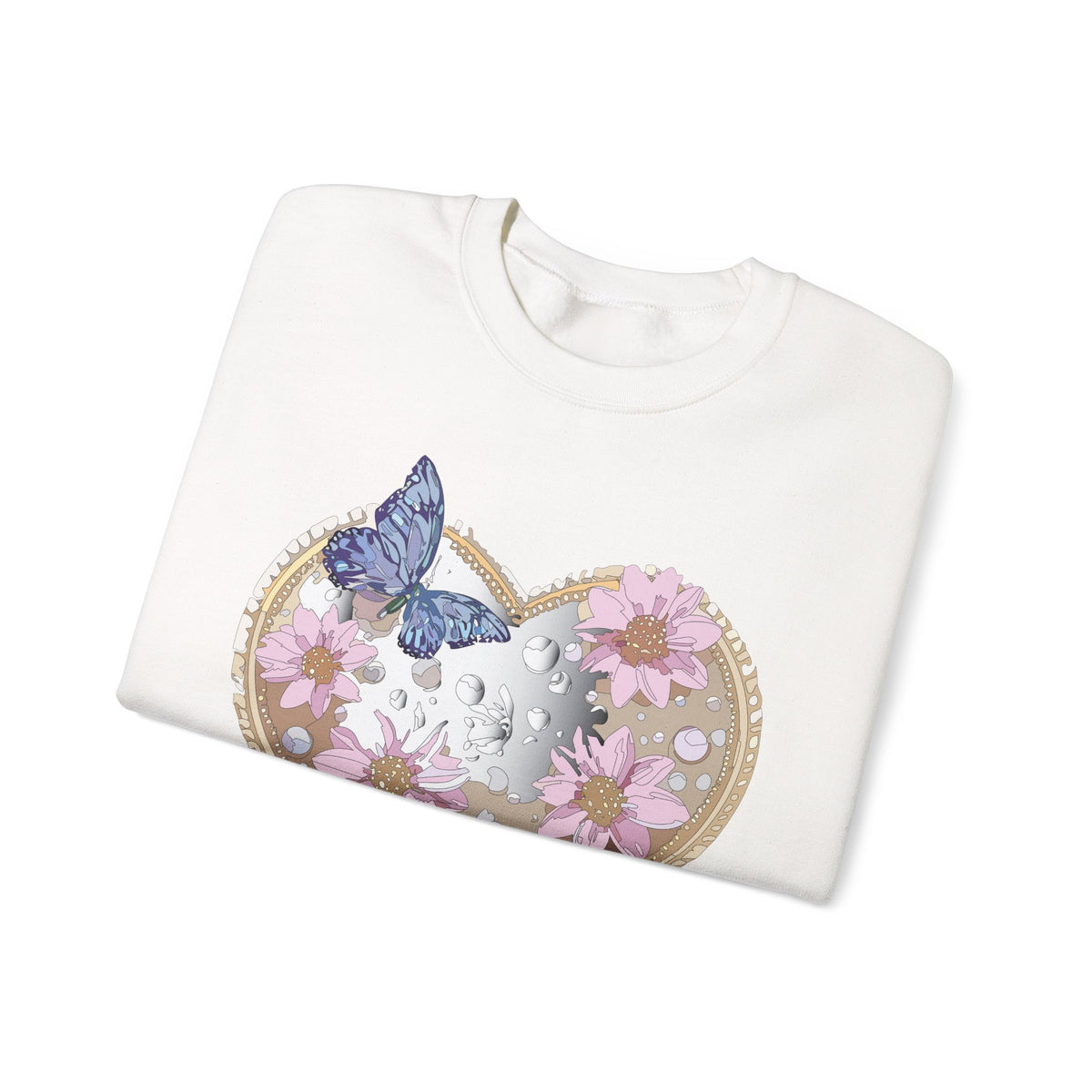 Floral Heart Love Graphic Valentine's Day Sweatshirt Unisex 50/50 Cotton-Poly Sweatshirt w34