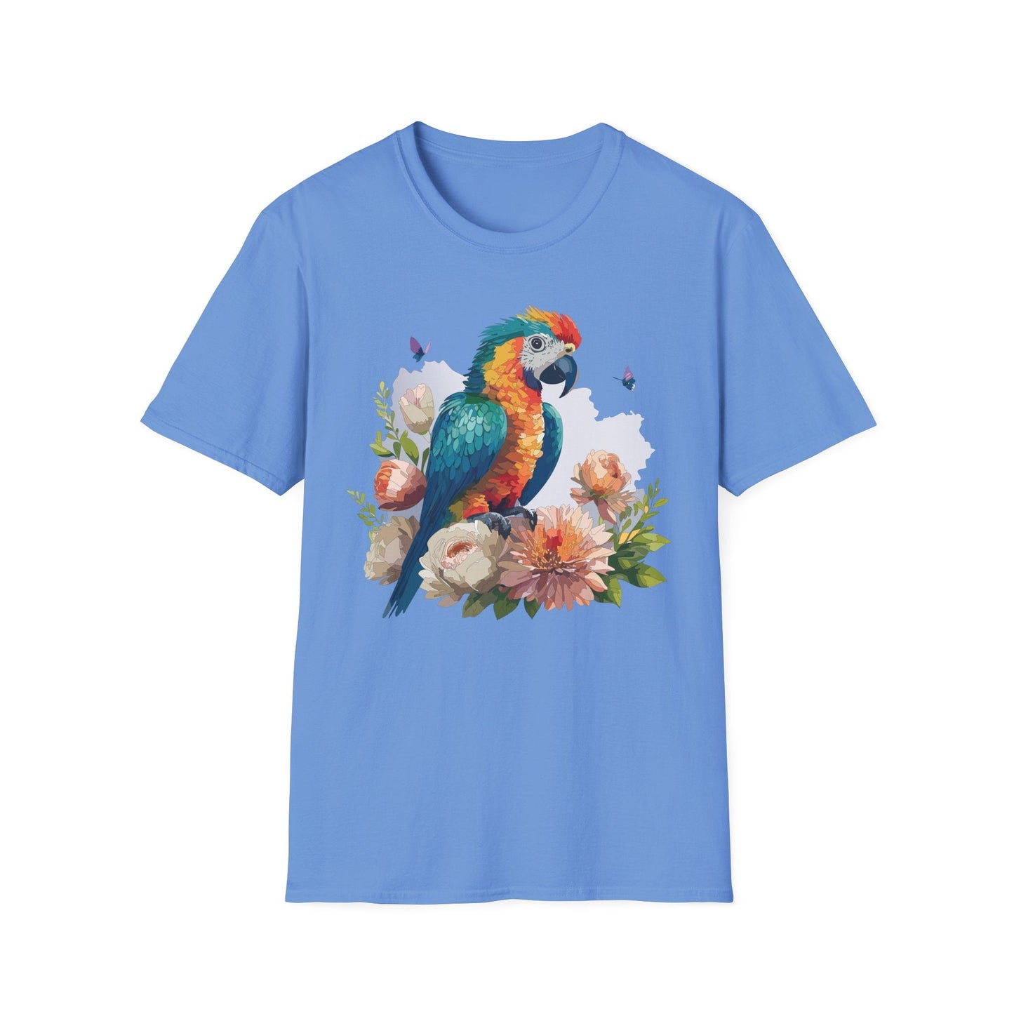 Bird T Shirt Floral Bird Print Unisex Softstyle Cotton Tee Animal Graphic Tee For Everyday Wear