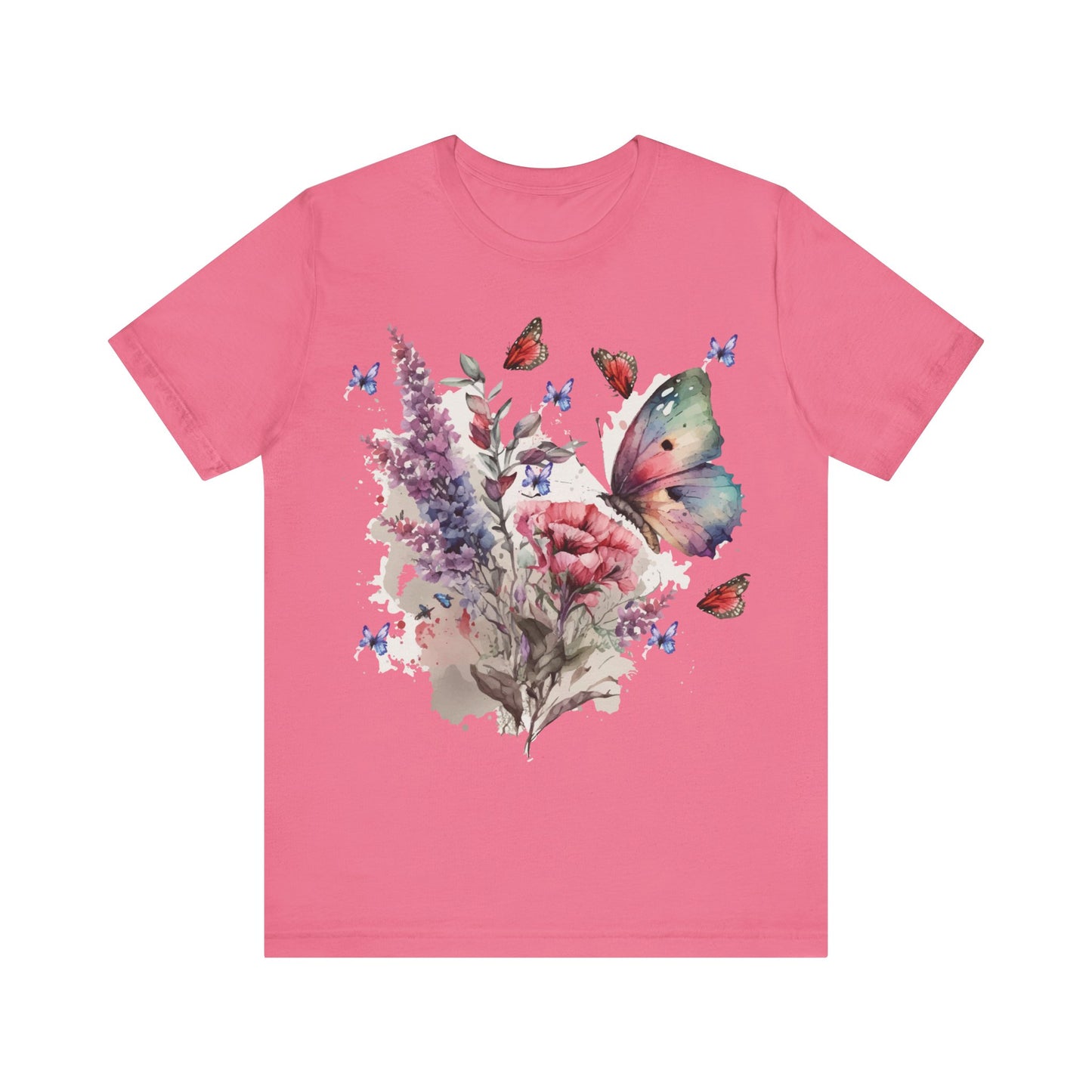 Cotton Tee Shirt with Butterfly Prints