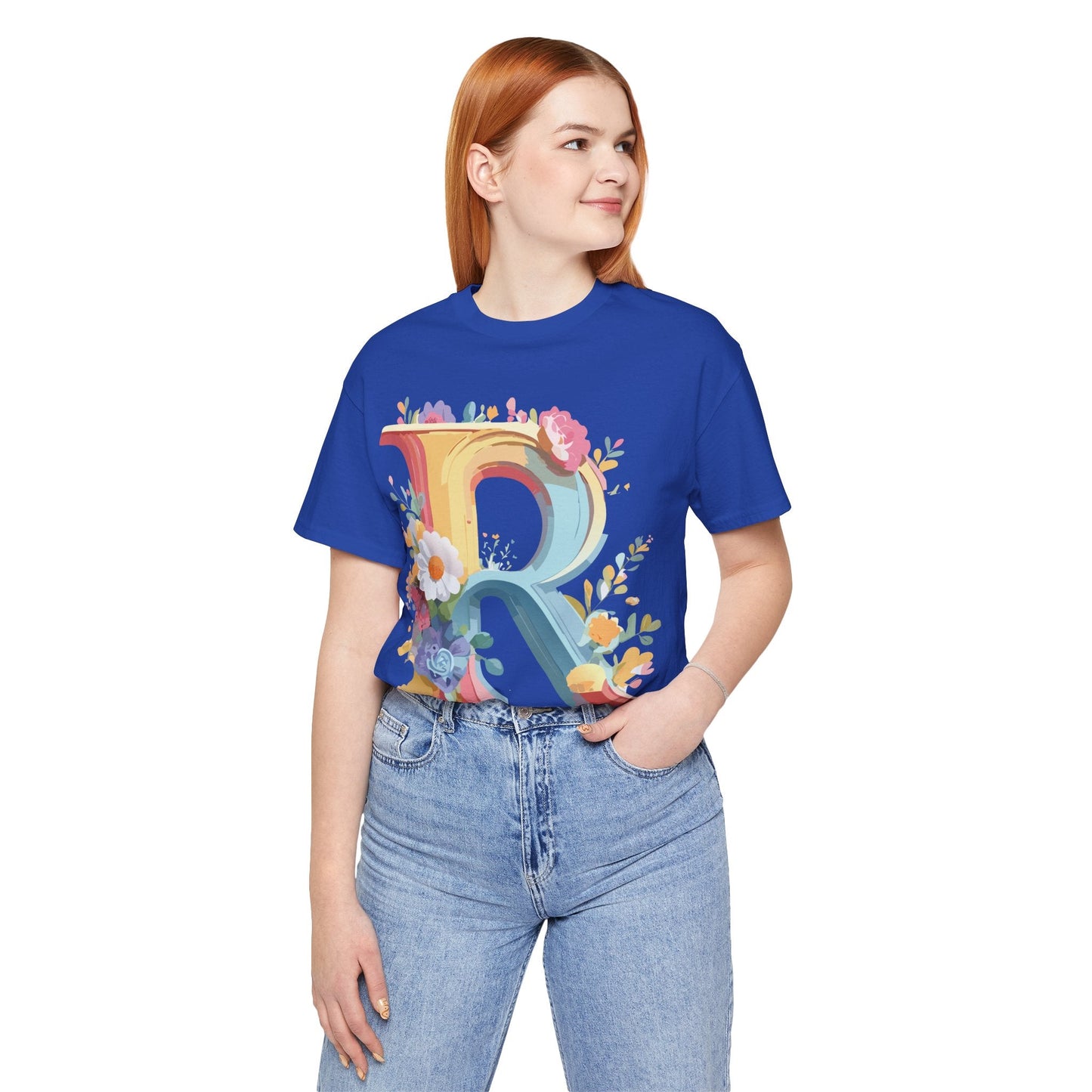 Letter R Shirt Unisex Jersey Short Sleeve Graphic Tee Vintage Inspired Art Design Adelpha