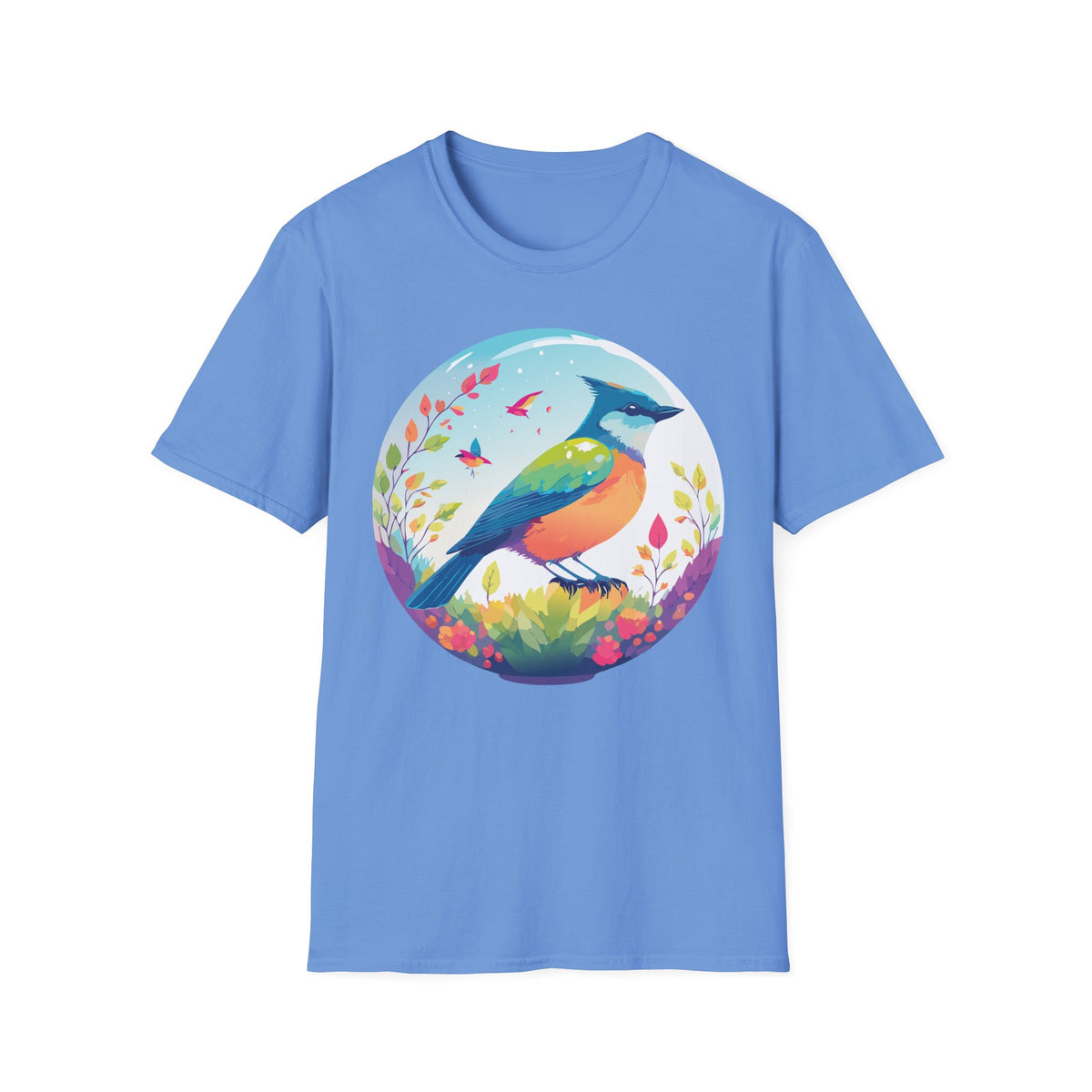 Colorful Songbird Illustration T-Shirt | Vibrant Bird Art Tee
