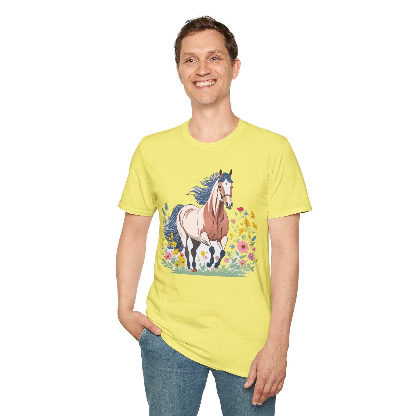 Unisex Horse Tee Softstyle Cotton Shirt With Animals Design Graphic