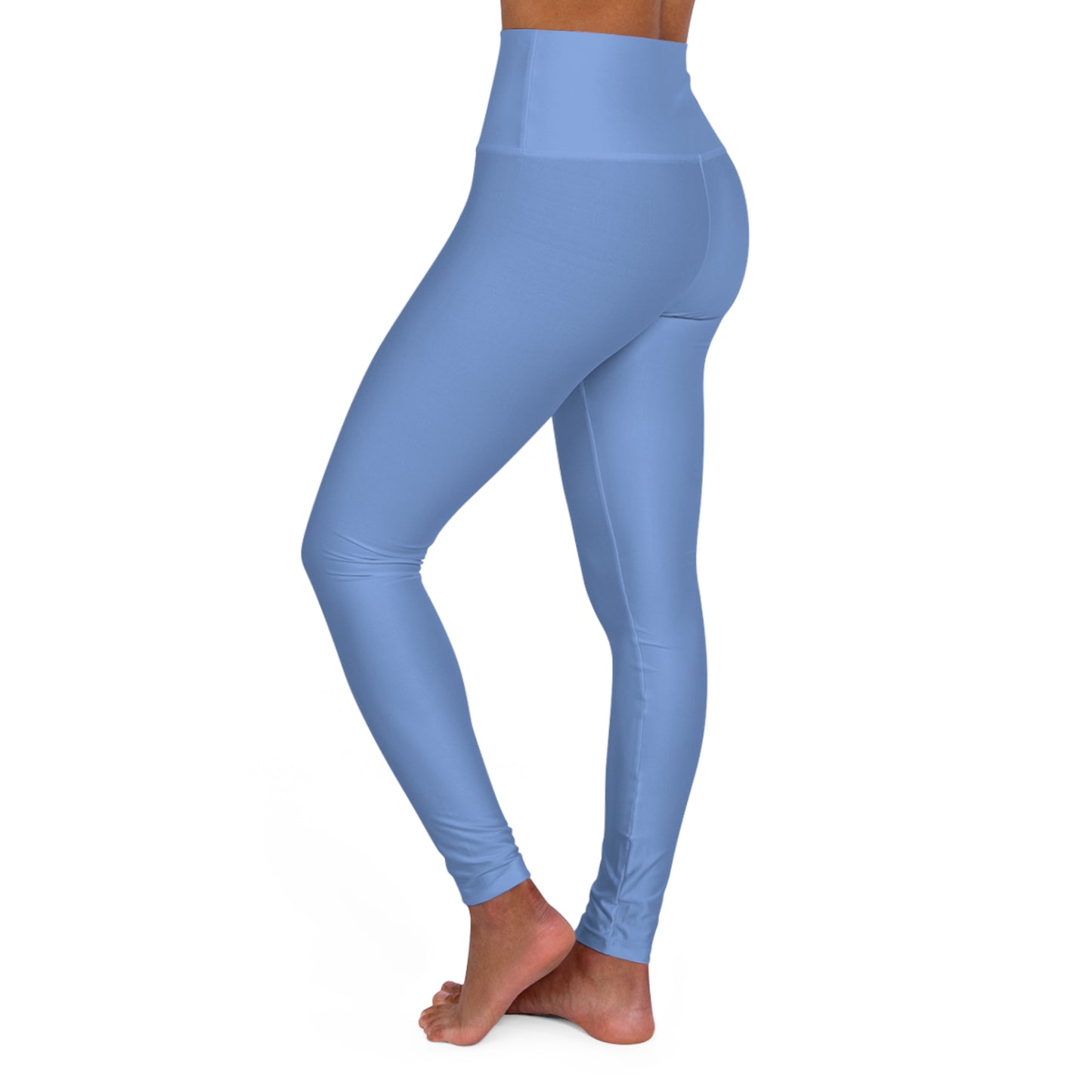 High-Waist Wisteria Blue Yoga Leggings Women's Seamless Poly-Span Stretchy Sky Blue Activewear
