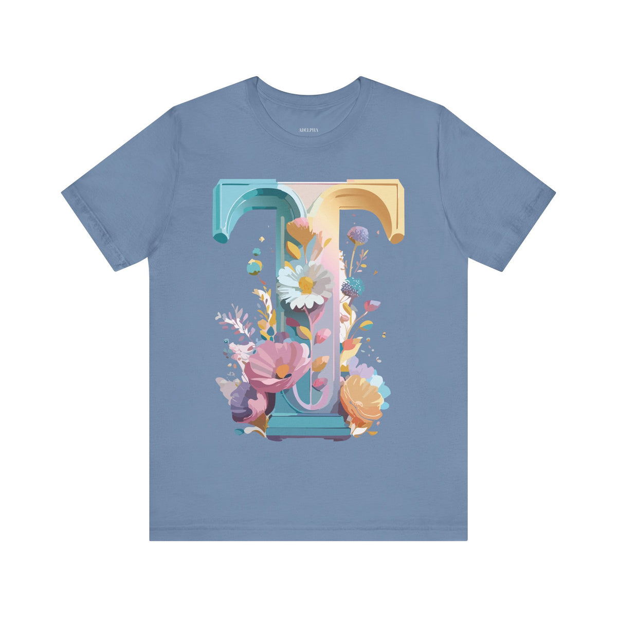 Letter T Graphic Unisex Cotton Bella+Canvas Tee with Art Letter Design