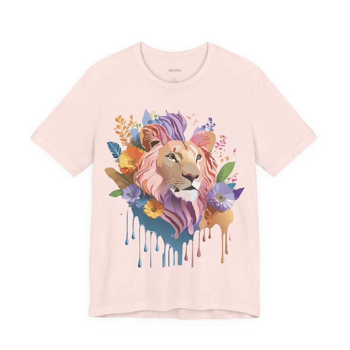 Lion Graphic Unisex Cotton Bella+Canvas Tee with Art Animal Design e47