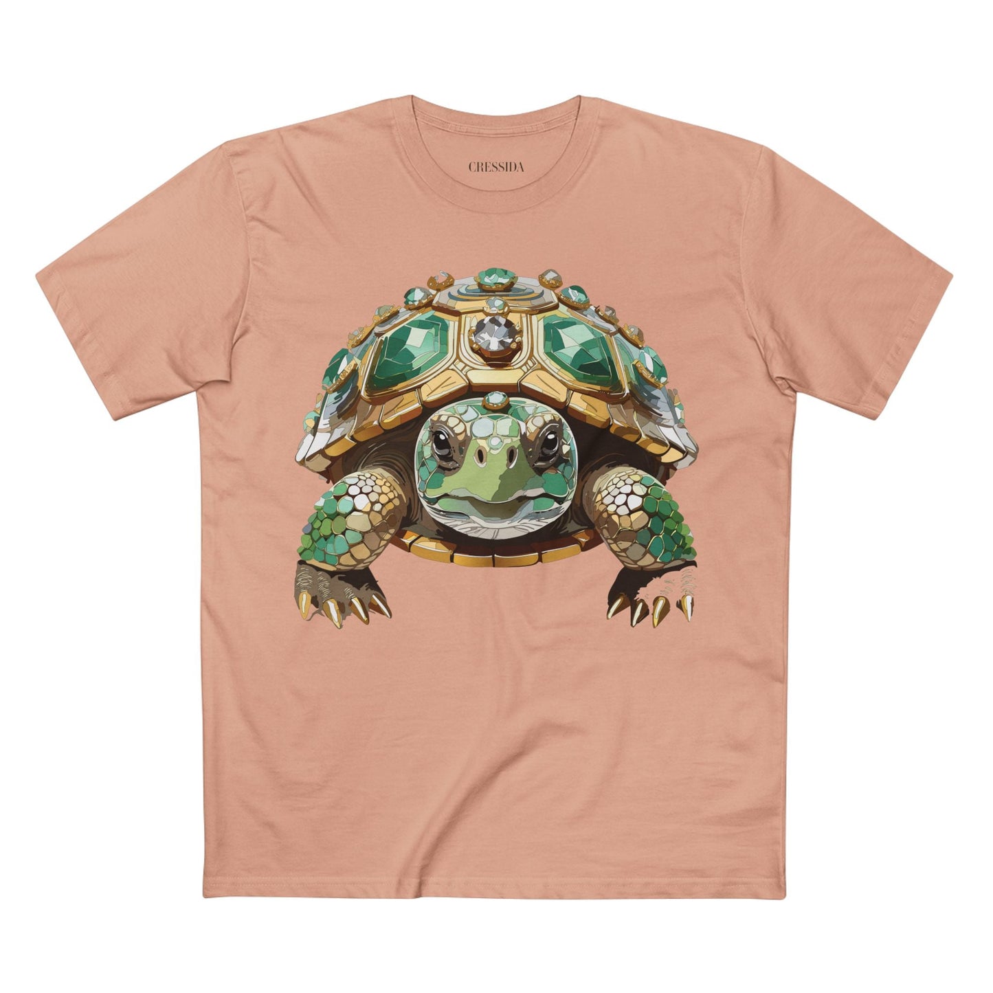 Turtle Graphic Unisex 100 Cotton Tee With Unique Animal Golden Medallion Art Design 31