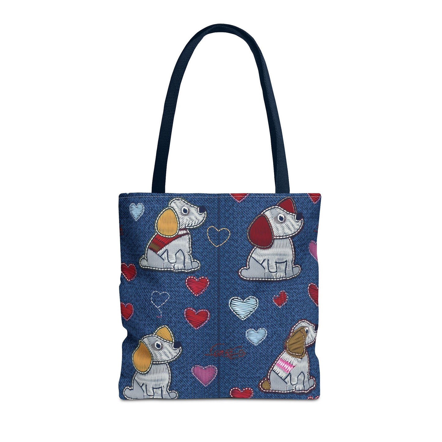Love Day Graphic Design Denim Fabric Imitation Print Unisex Canvas Bag POLY 3 Sizes Tote Bag 201-15