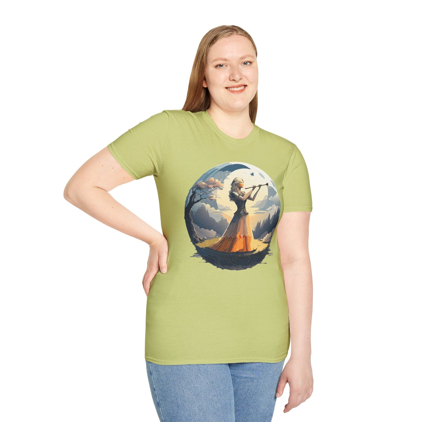 Unisex Softstyle Graphic T Shirt 100 Percent Ring Spun Cotton Art Design Tee For Women