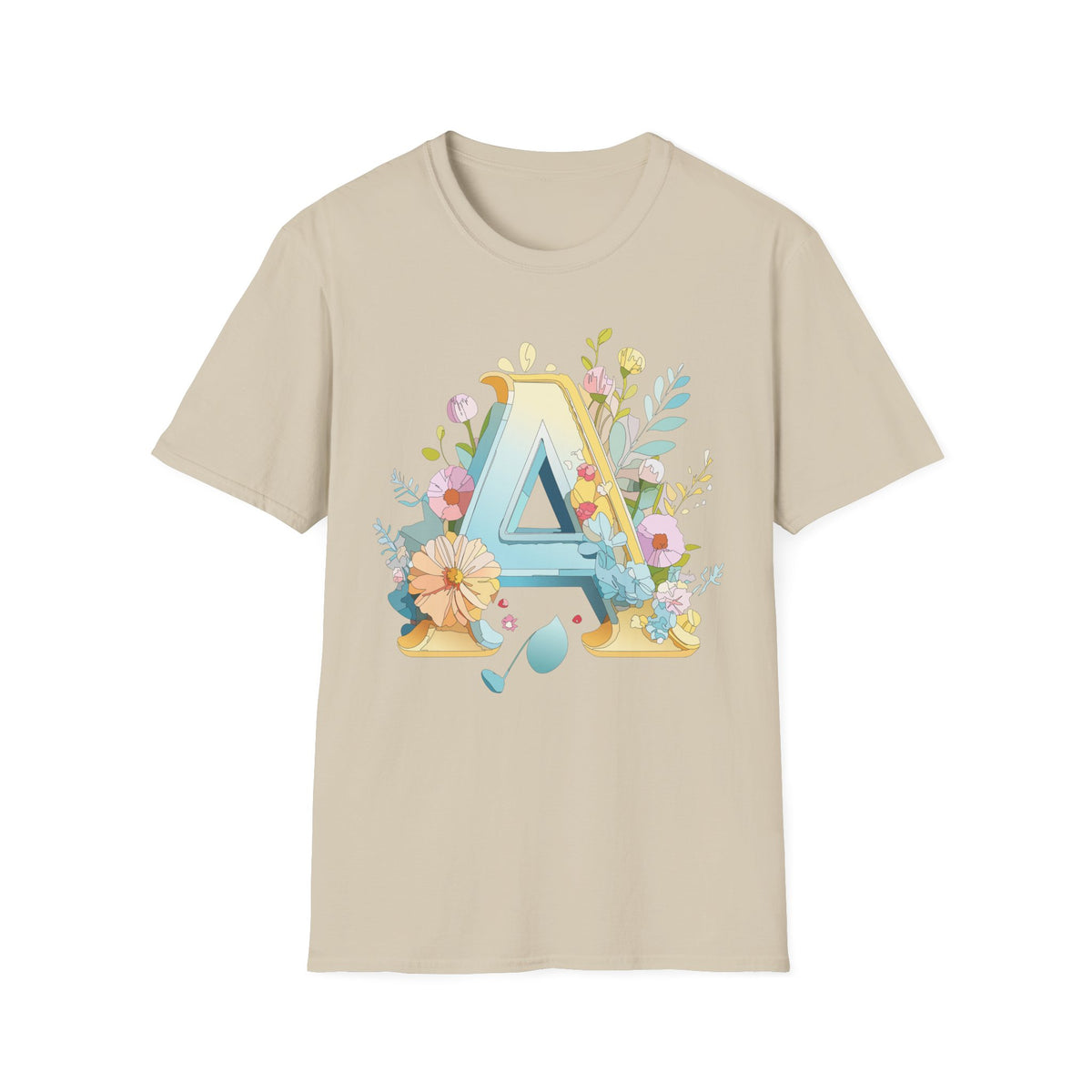 Floral Letter A T-Shirt | Monogram Initial Tee