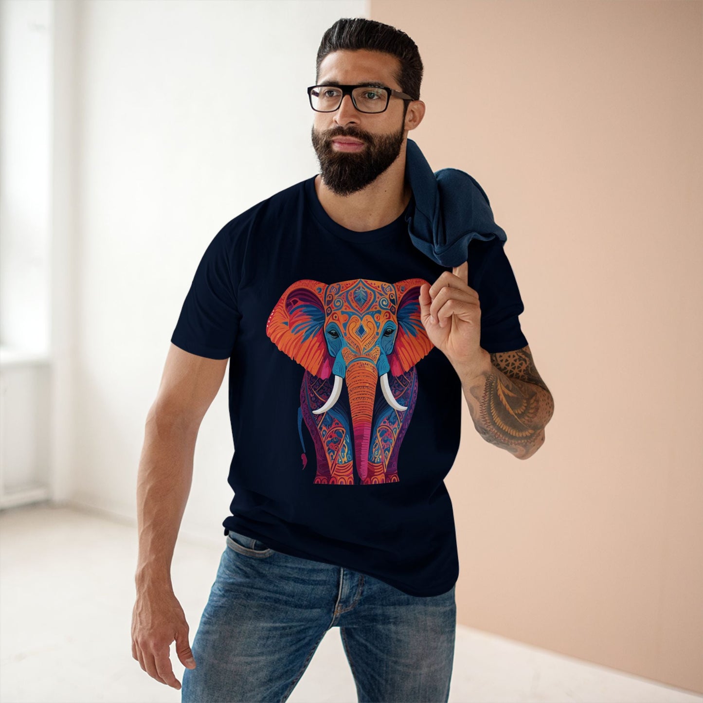 Unisex Elephant Shirt Premium Cotton Tee With Original Art Design By Retro2Nova Soft Breathable Everyday Comfort