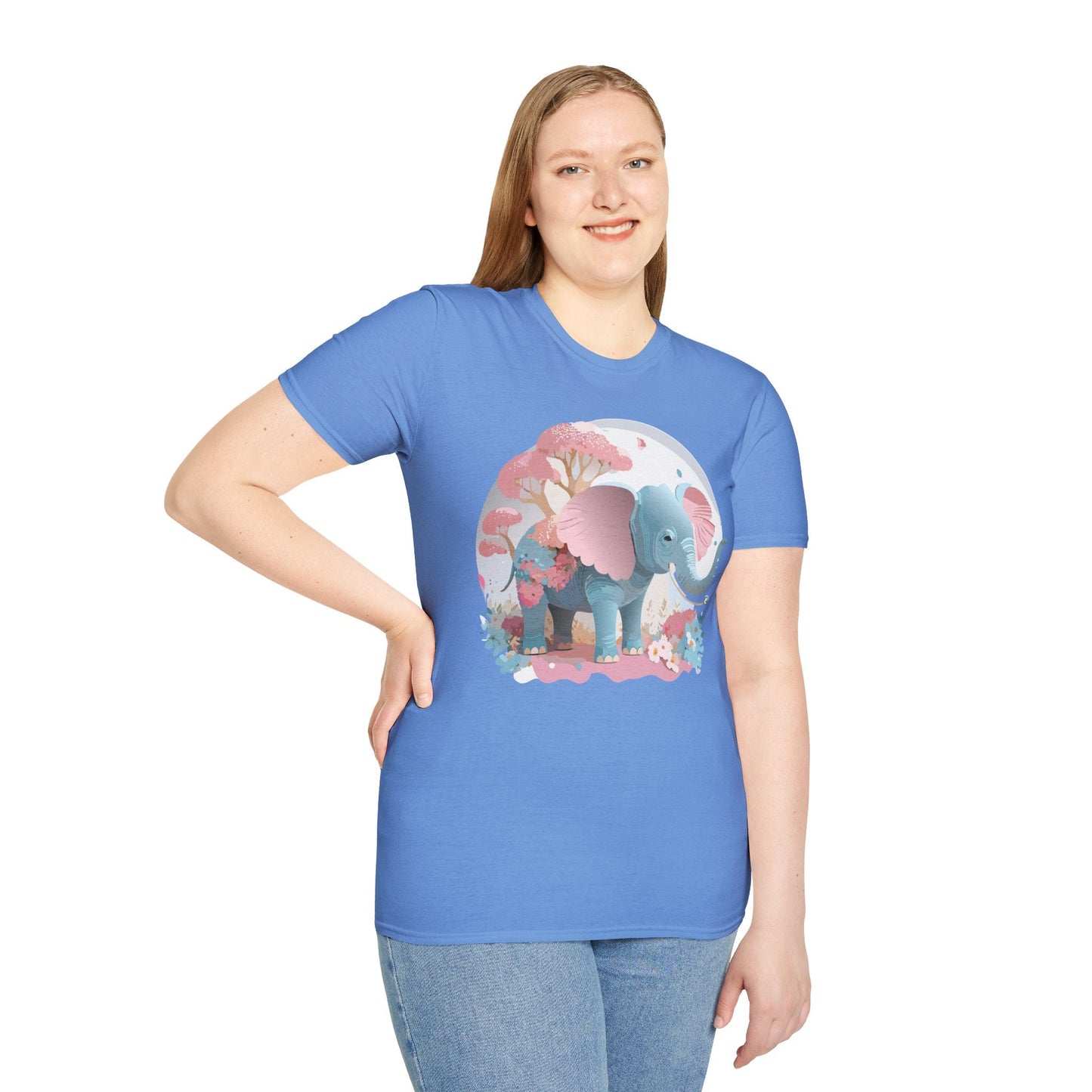 Unisex Elephant Graphic Tee Gildan Softstyle 64000 100 Percent Ring Spun Cotton Fabric