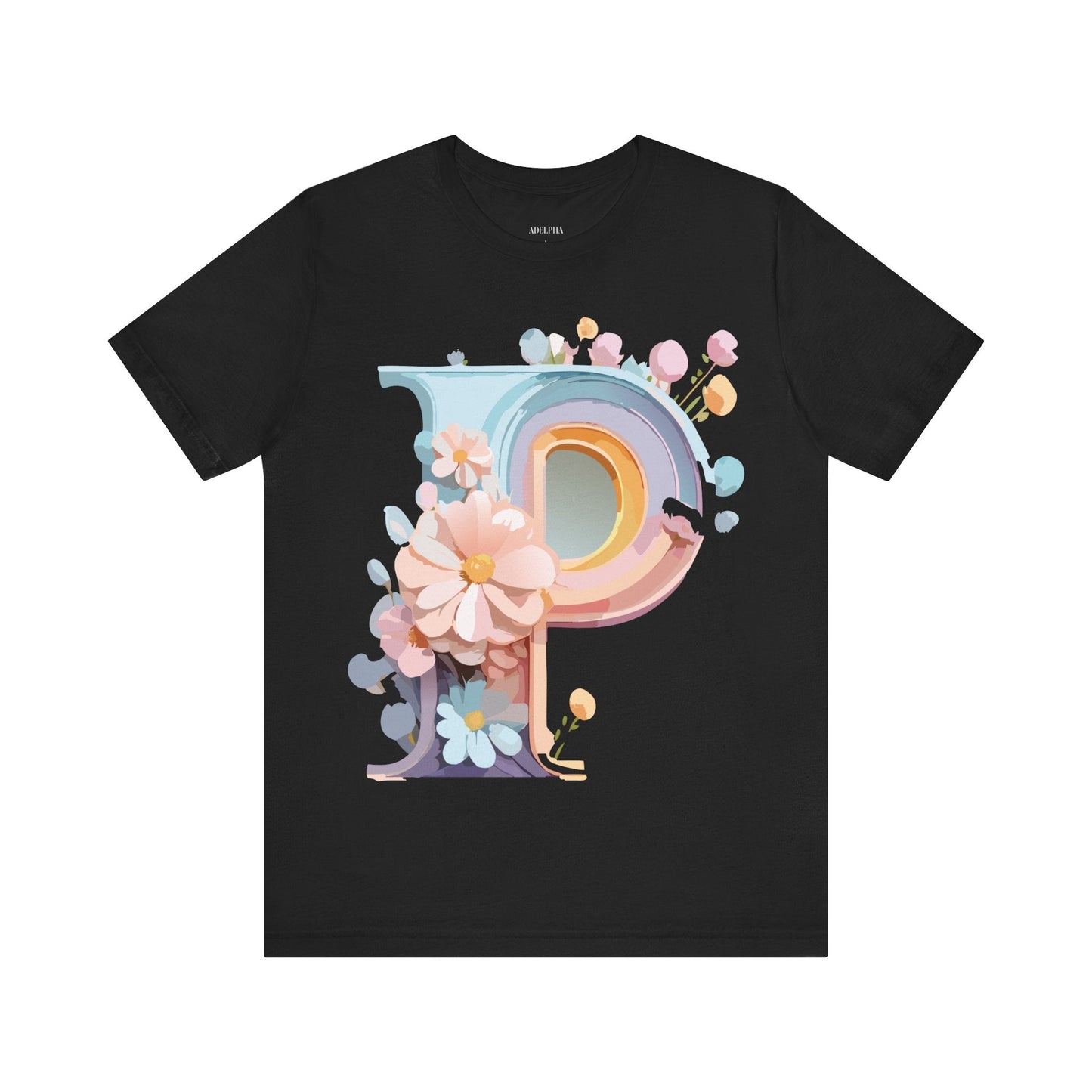 Letter P Shirt Graphic Tee Unisex Short Sleeve Vintage Inspired Art From Adelpha