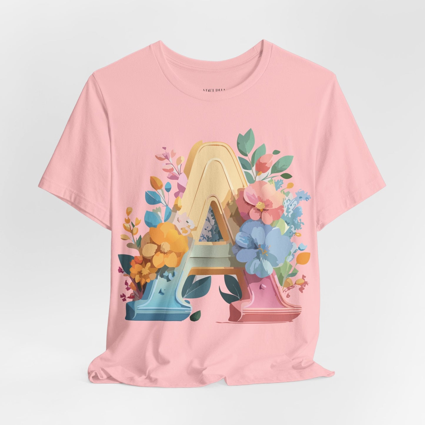 Letter A Shirt Graphic Tee Unisex Short Sleeve by Adelpha Vintage Inspired Art Tee