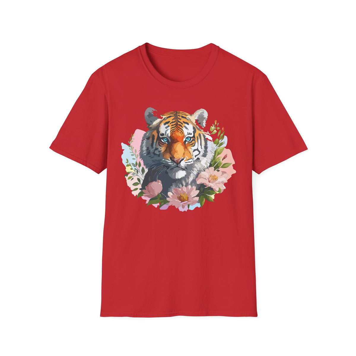 Floral Tiger Portrait T-Shirt | Watercolor Tiger Face Tee