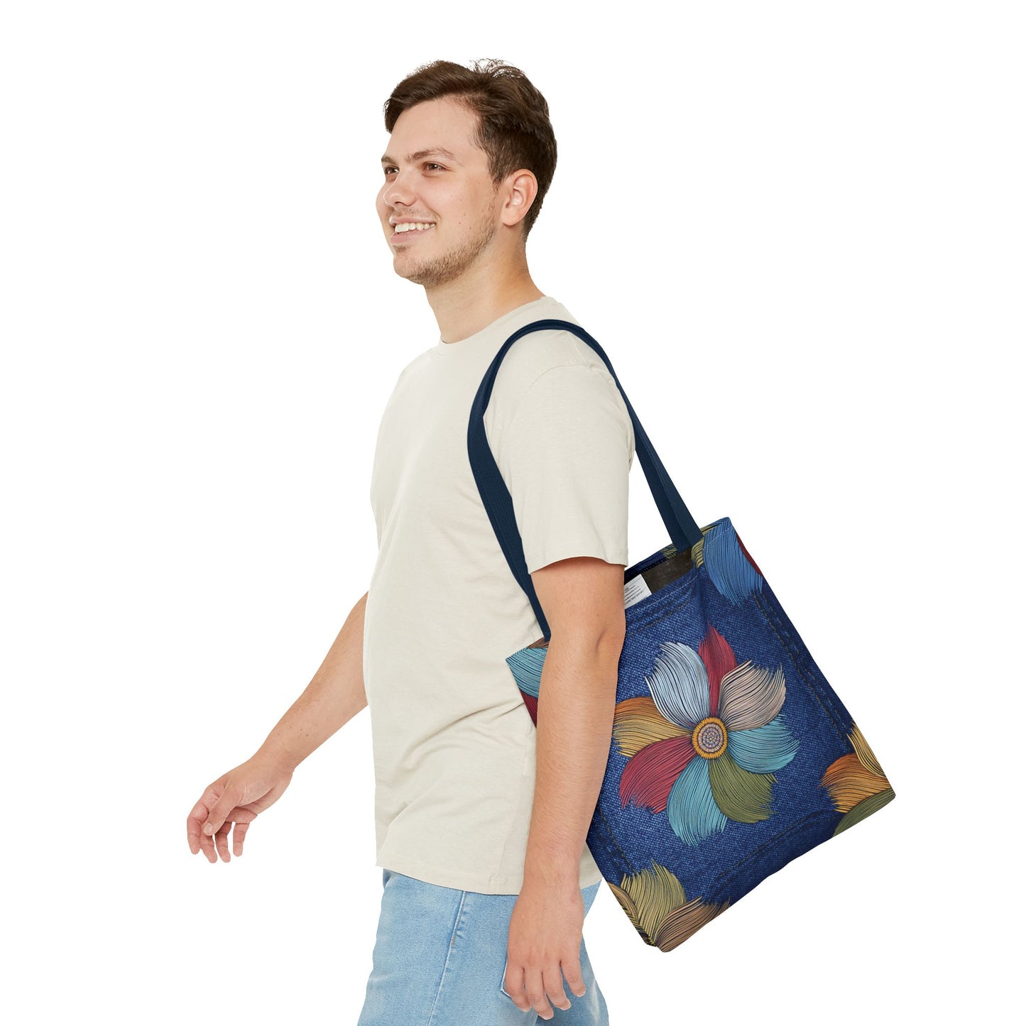 Denim Fabric Imitation Print Unisex Canvas Bag Poly Spun 3 Sizes Tote Bag 159-17